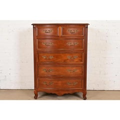 Kindel Furniture French Provincial Louis XV Carved Cherry Wood Highboy Dresser