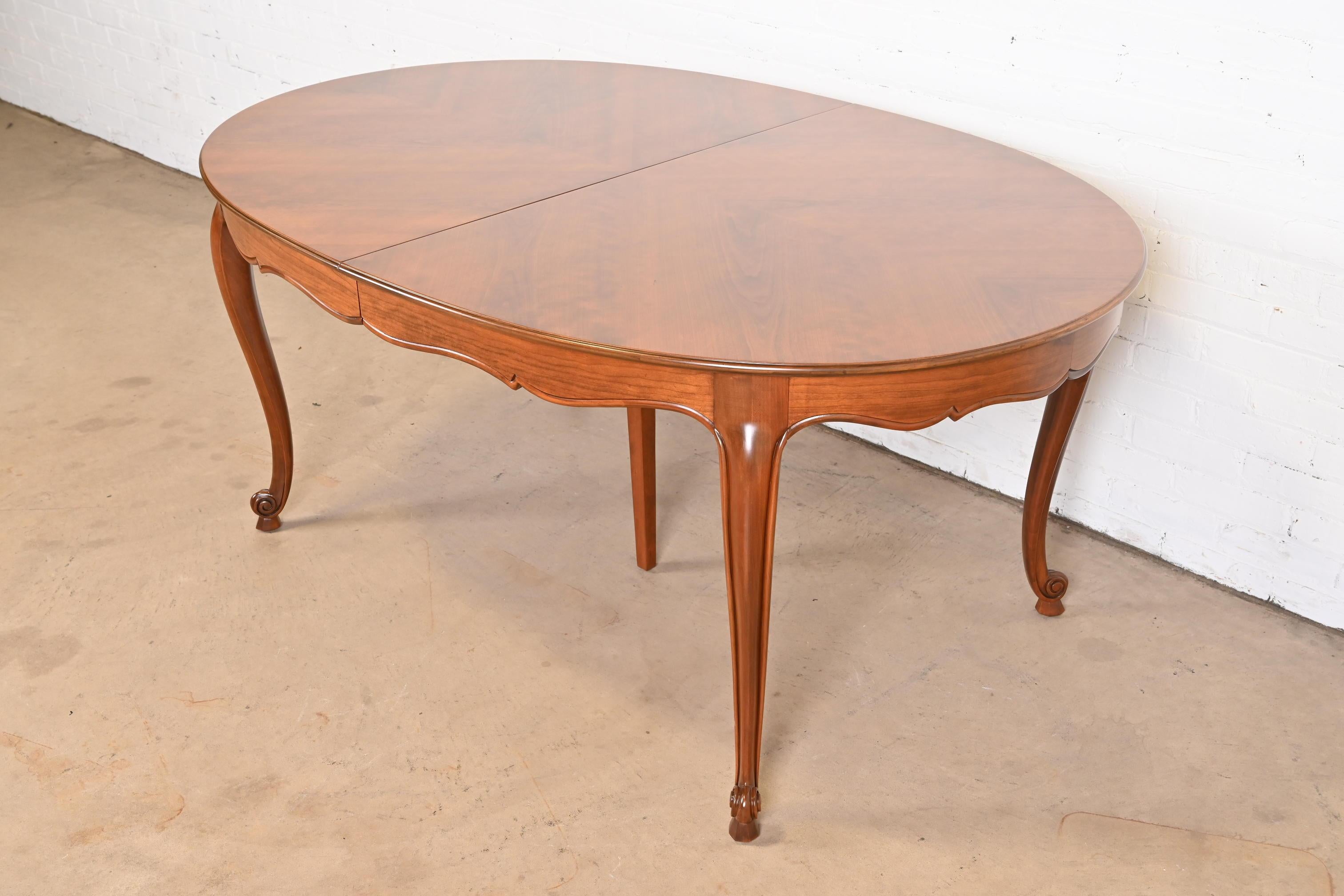 Kindel Furniture French Provincial Louis XV Cherry Wood Dining Table, Refinished For Sale 2