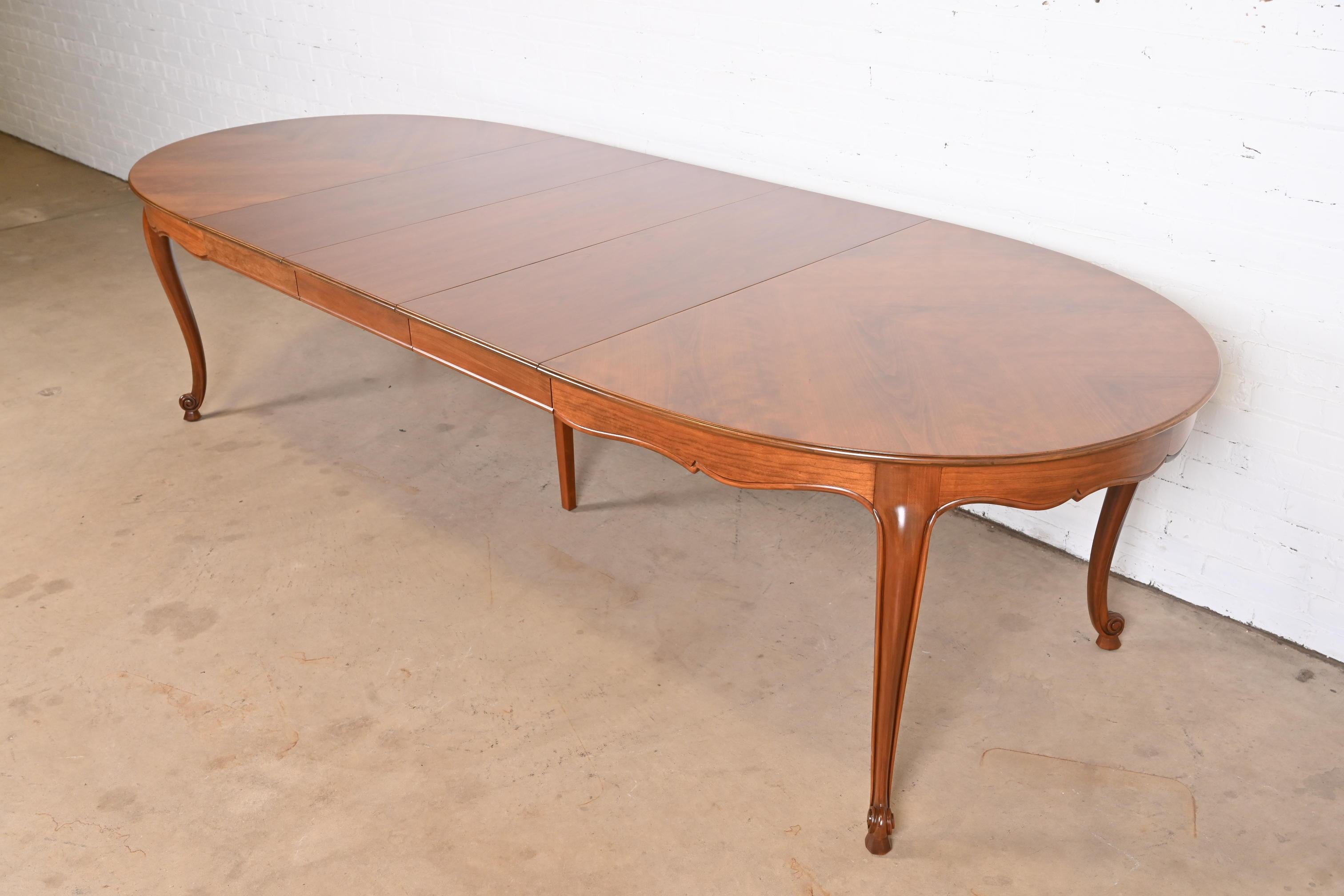 American Kindel Furniture French Provincial Louis XV Cherry Wood Dining Table, Refinished For Sale
