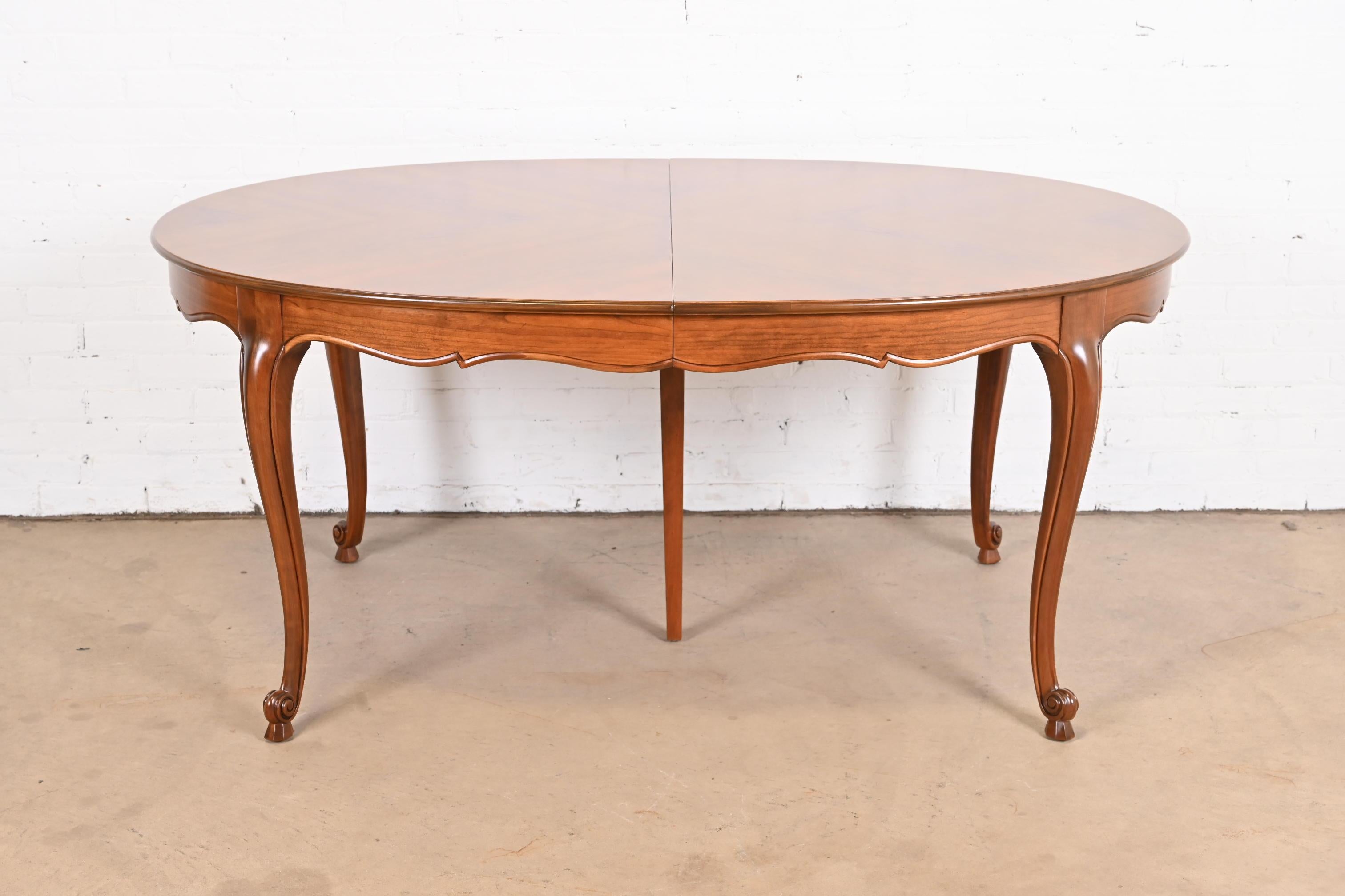 Kindel Furniture French Provincial Louis XV Cherry Wood Dining Table, Refinished For Sale 1