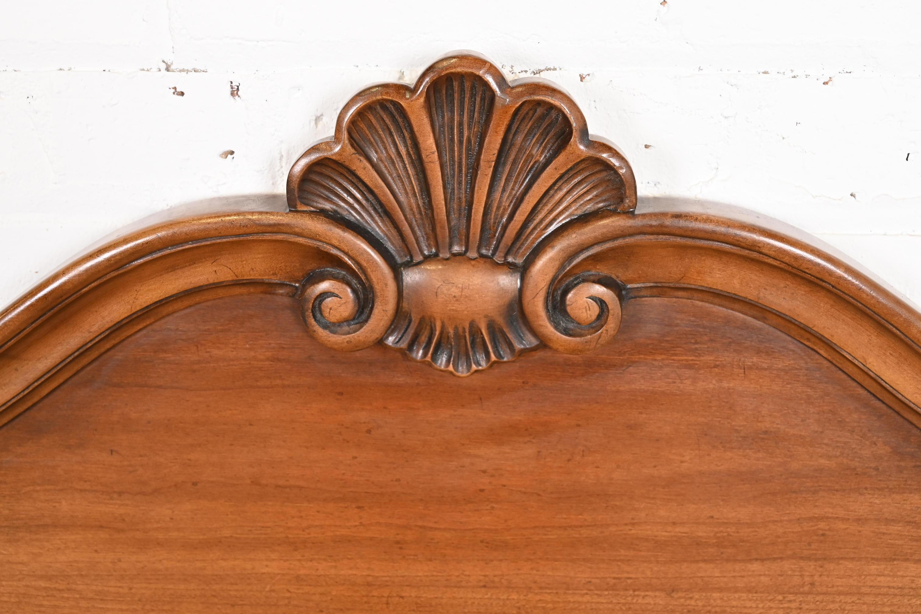 Kindel Furniture French Provincial Louis XV Cherry Wood Queen Size Headboard In Good Condition In South Bend, IN