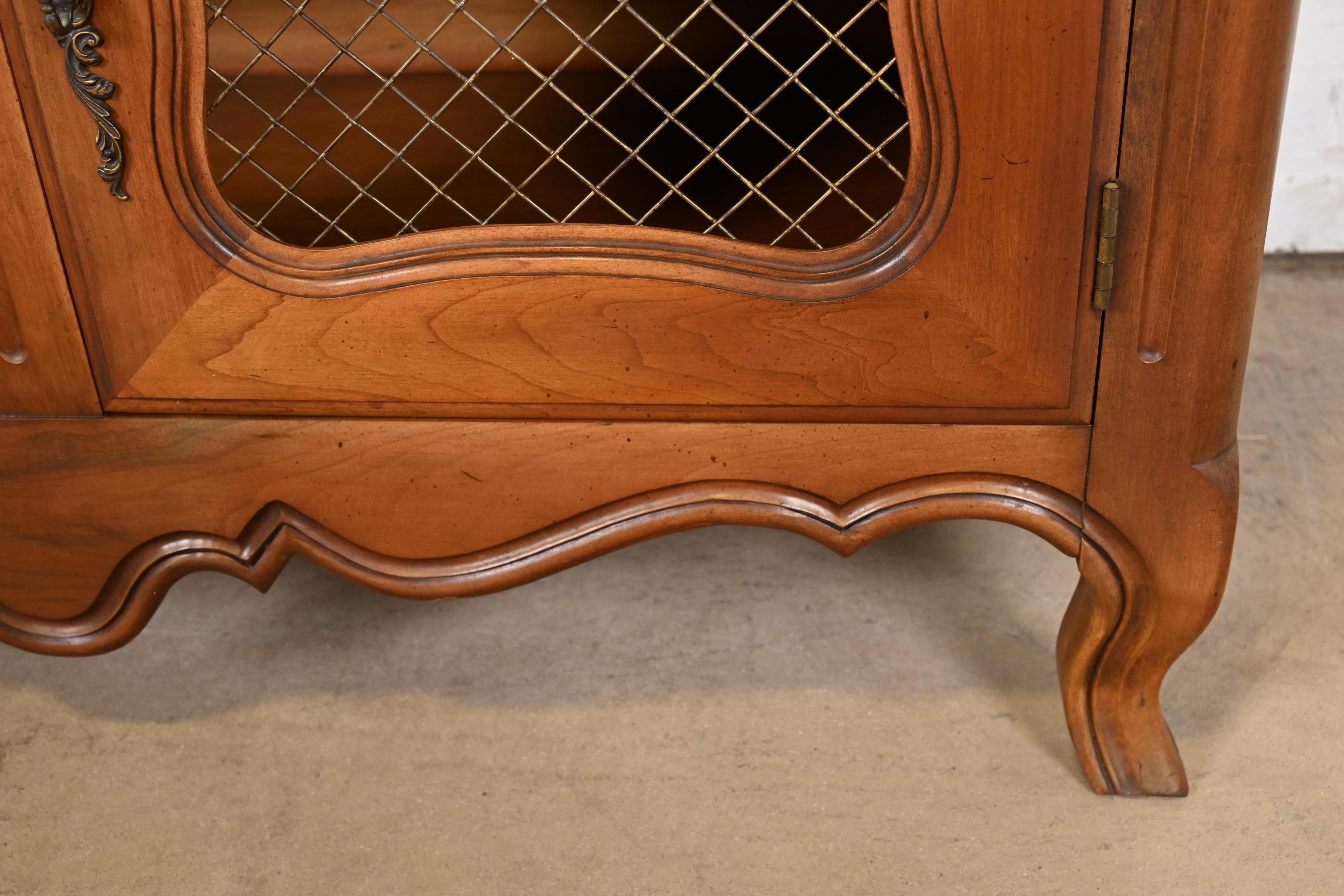 Kindel Furniture French Provincial Louis XV Cherry Wood Server or Bar Cabinet For Sale 4