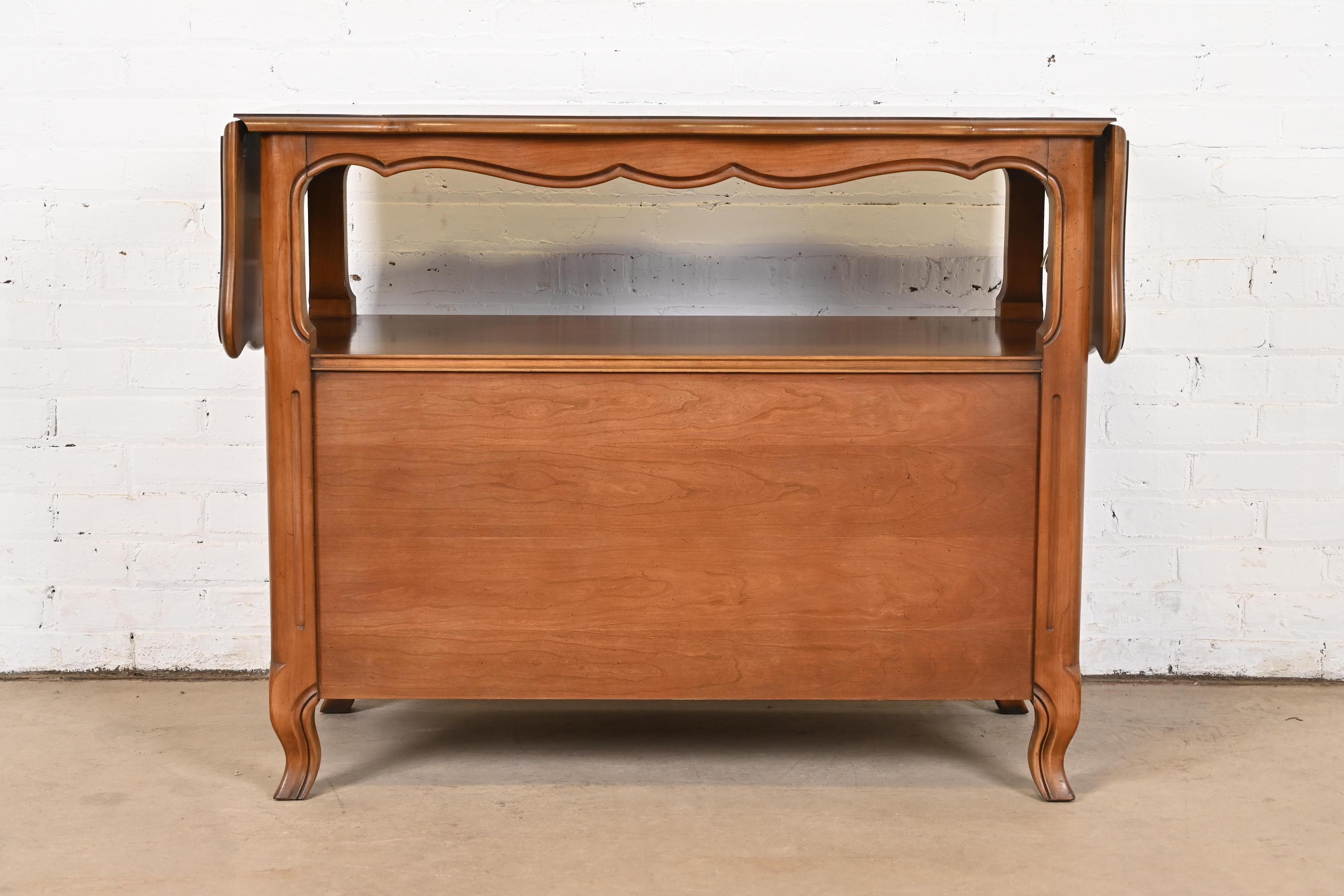 Kindel Furniture French Provincial Louis XV Cherry Wood Server or Bar Cabinet For Sale 6