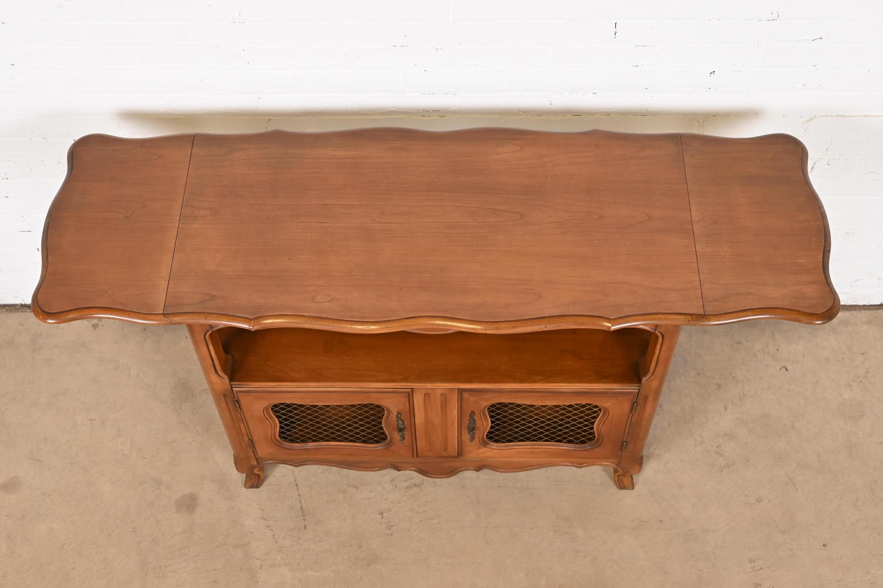 Kindel Furniture French Provincial Louis XV Cherry Wood Server or Bar Cabinet For Sale 2