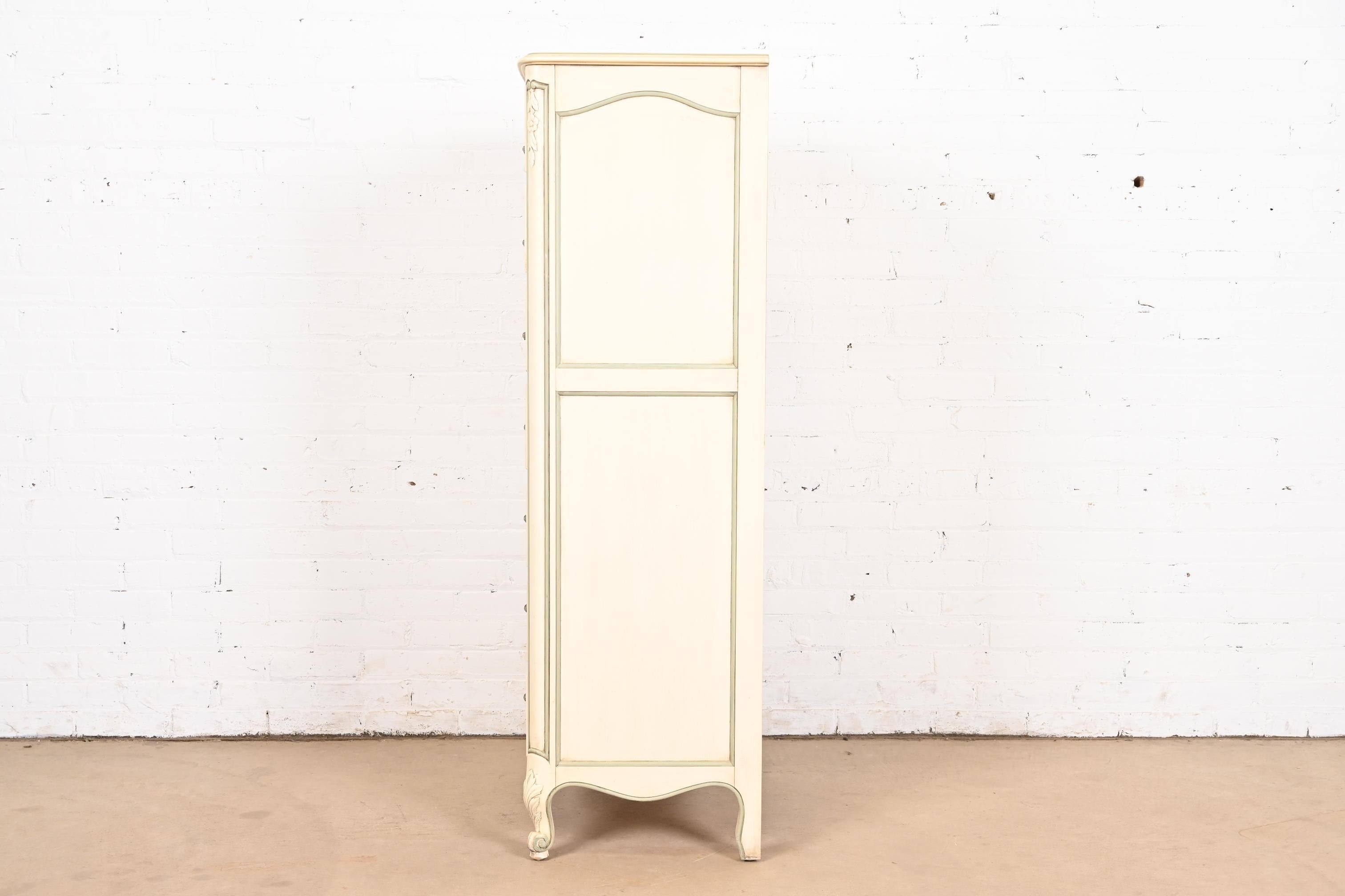 Kindel Furniture French Provincial Louis XV Cream Lacquered Lingerie Chest For Sale 5