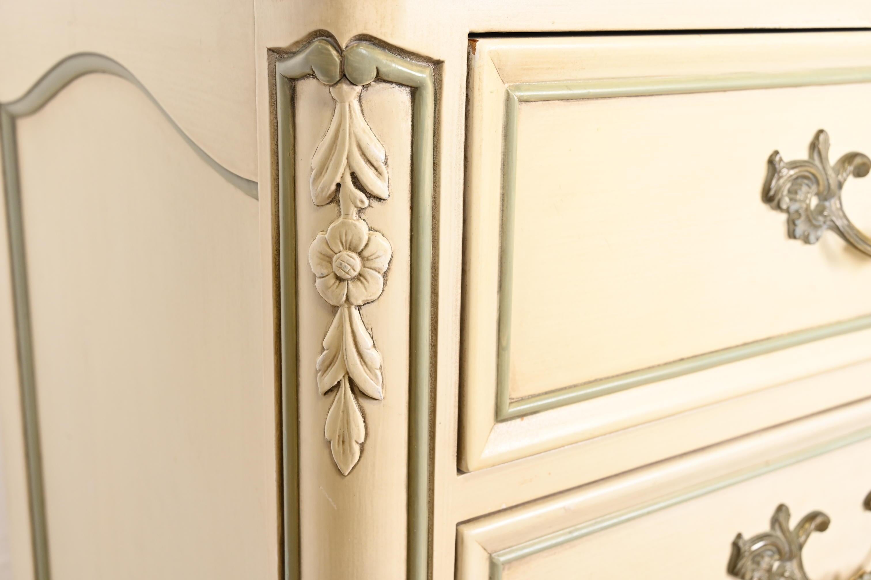 Kindel Furniture French Provincial Louis XV Cream Lacquered Lingerie Chest For Sale 3