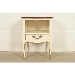 Kindel Furniture French Provincial Louis XV Cream Lacquered Nightstand, 1970s
