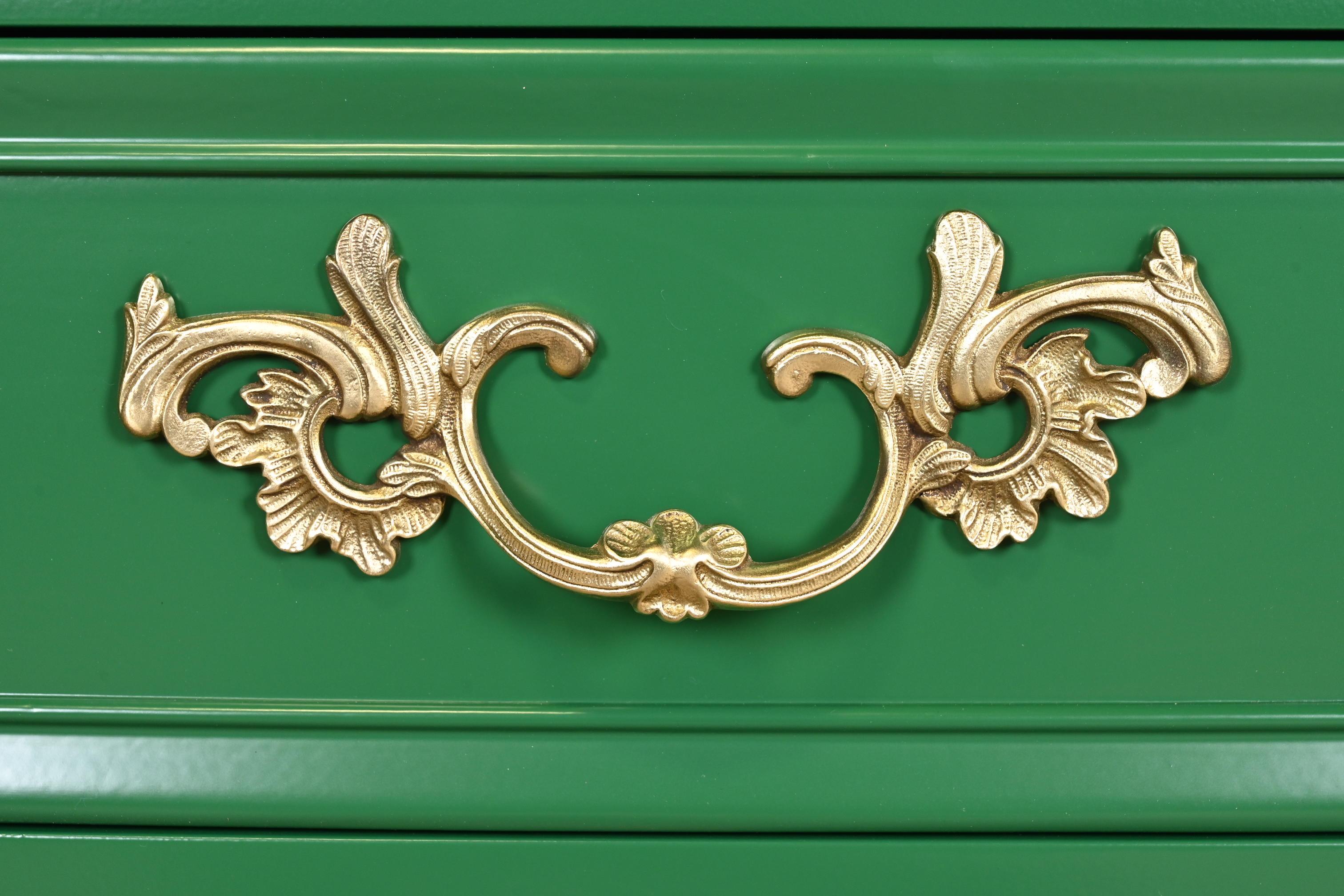 Kindel Furniture French Provincial Louis XV Green Lacquered Dresser, Refinished For Sale 1