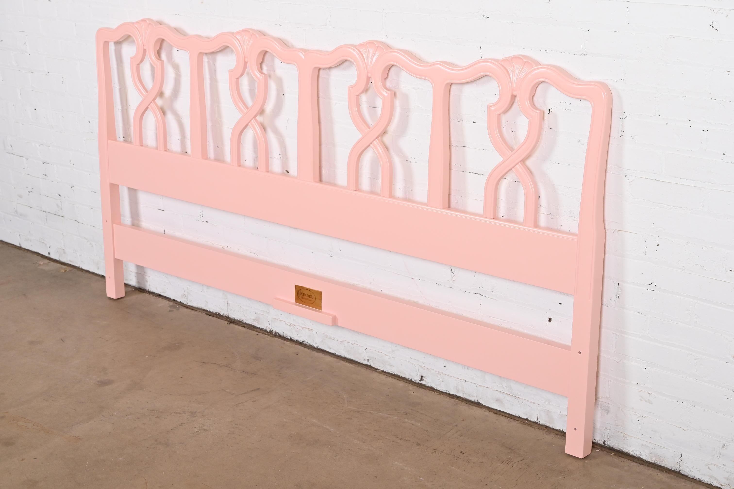 Kindel Furniture French Provincial Louis XV Pink Lacquered King Size Headboard In Good Condition For Sale In South Bend, IN