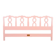 Kindel Furniture French Provincial Louis XV Pink Lacquered King Size Headboard