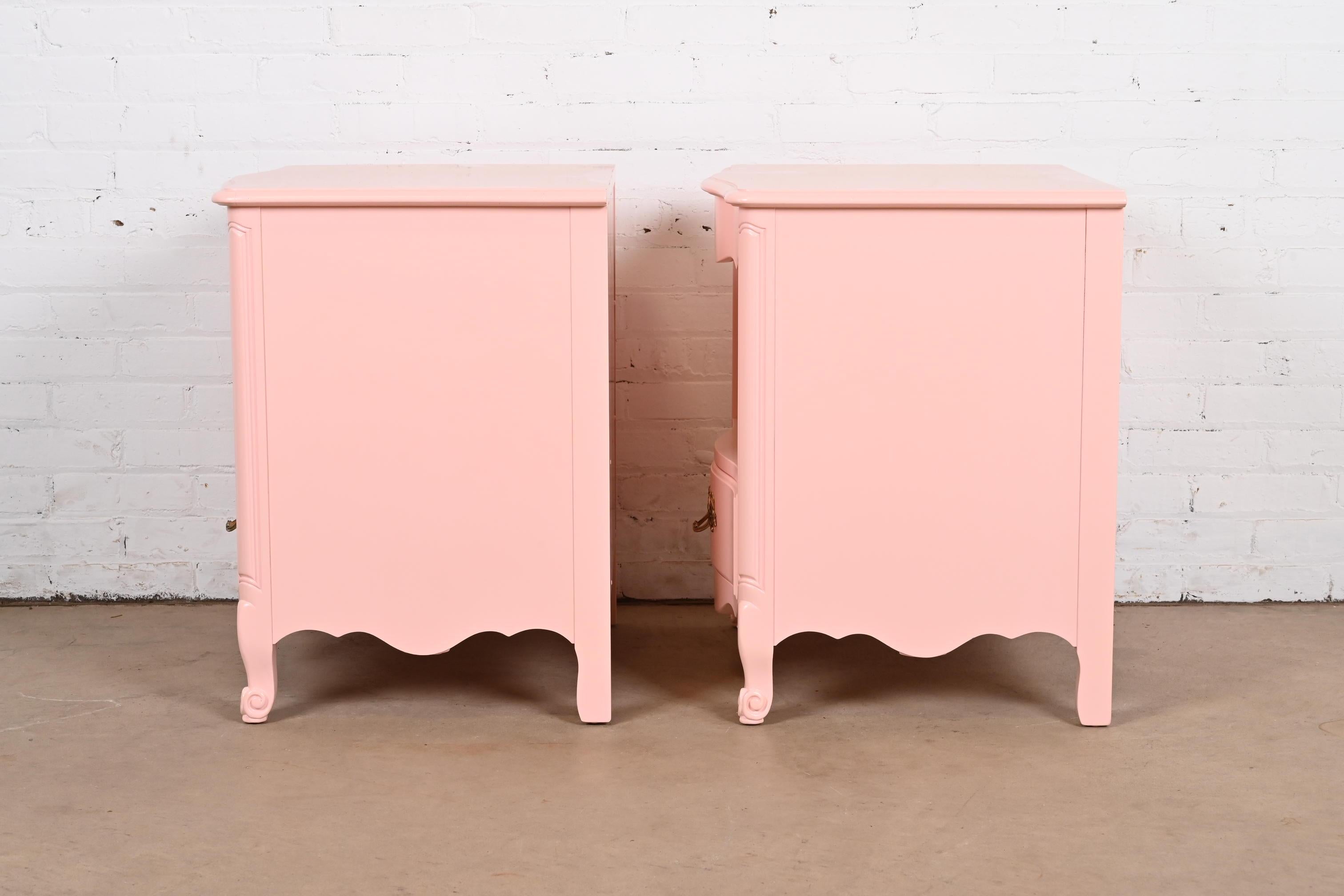 Kindel Furniture French Provincial Louis XV Pink Lacquered Nightstands, Pair 9