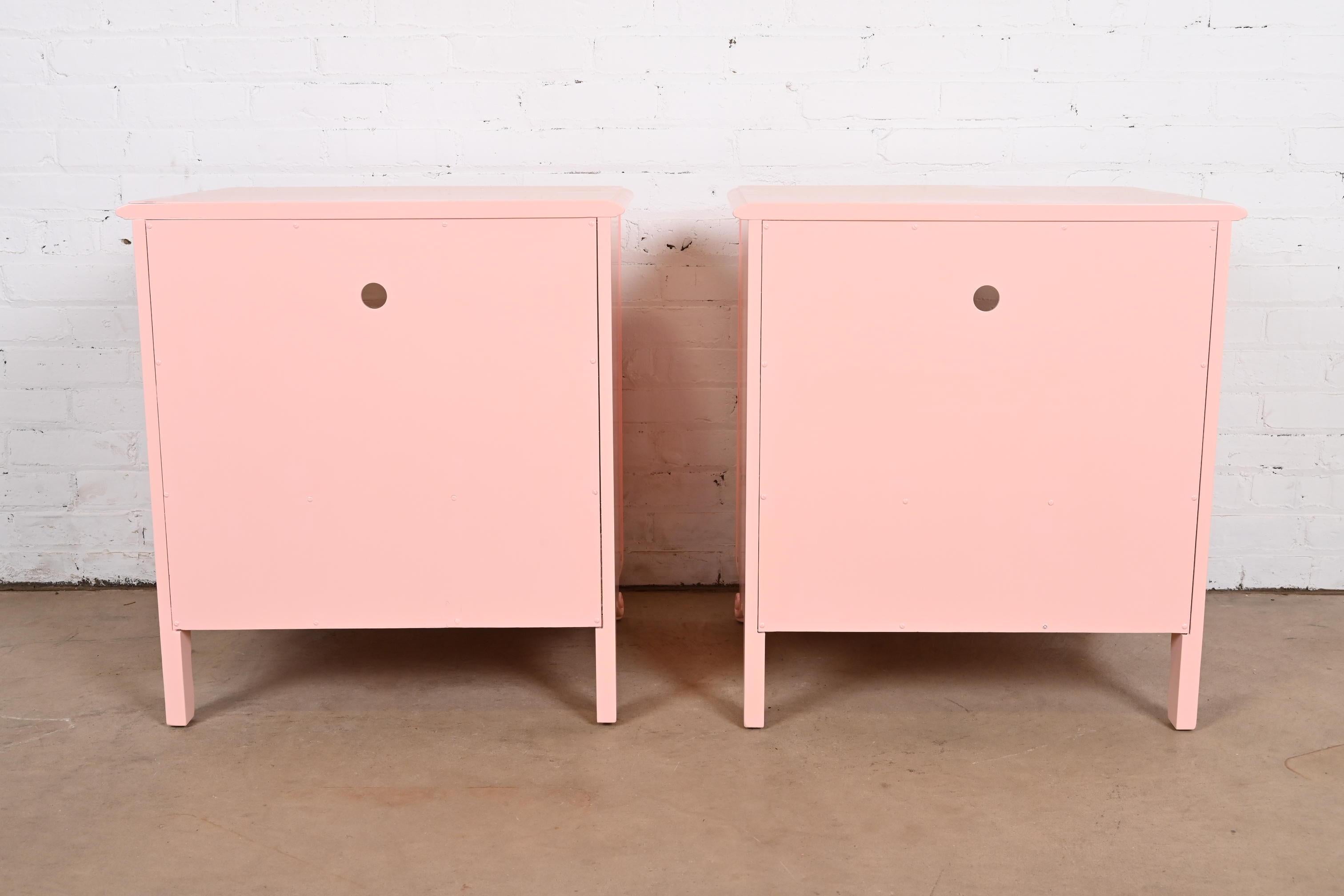 Kindel Furniture French Provincial Louis XV Pink Lacquered Nightstands, Pair 10