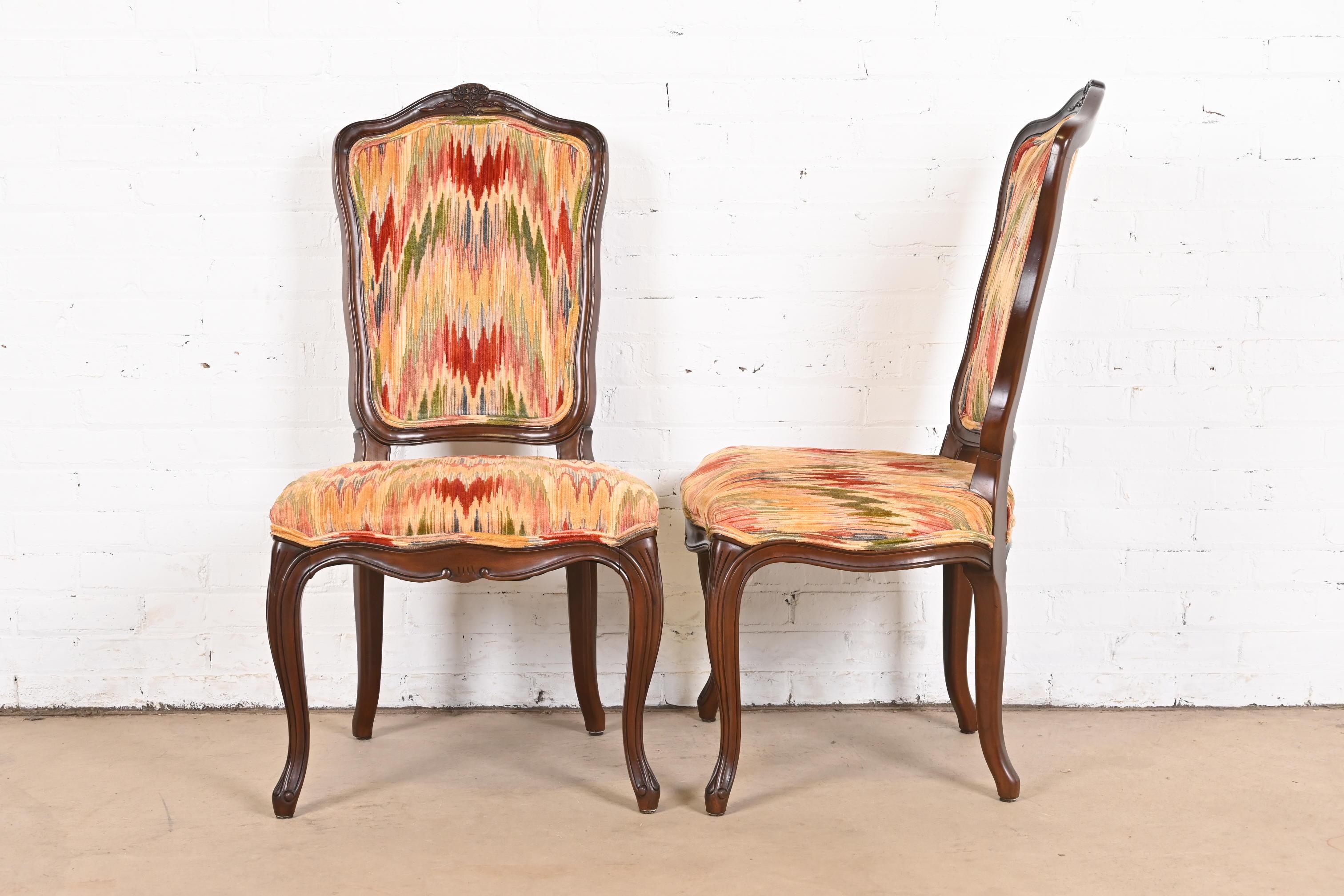 Kindel Furniture French Provincial Louis XV Walnut Cane Back Dining Chairs For Sale 9