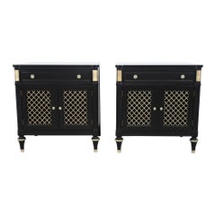 Kindel Furniture French Regency Black Lacquered Night Stands