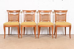 Kindel Furniture French Regency Cherry Wood and Cane Dining Chairs, Set of Four