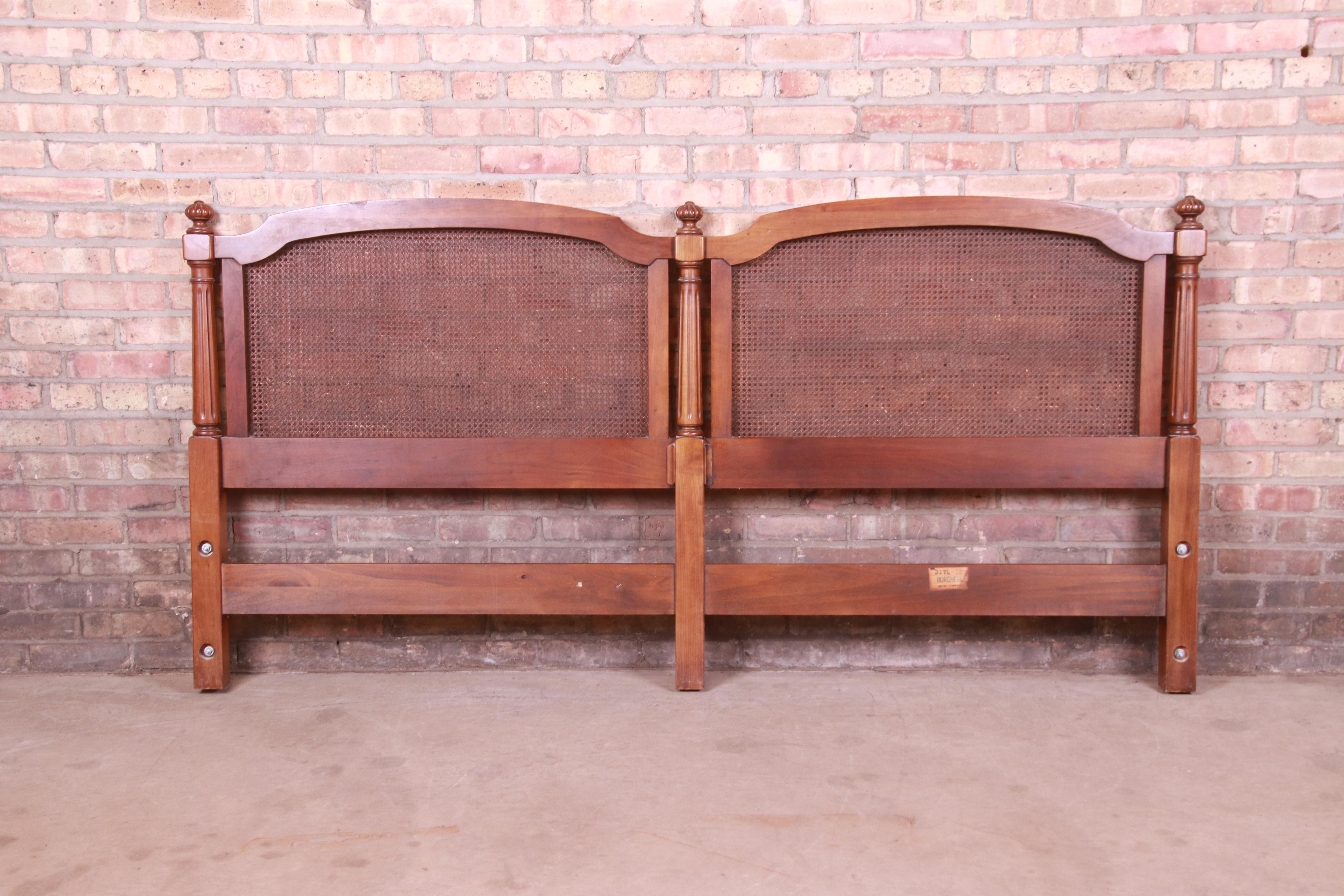 Kindel Furniture French Regency Cherry Wood and Cane King Size Headboard, 1960s 6