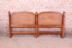 Kindel Furniture French Regency Cherry Wood and Cane King Size Headboard, 1960s