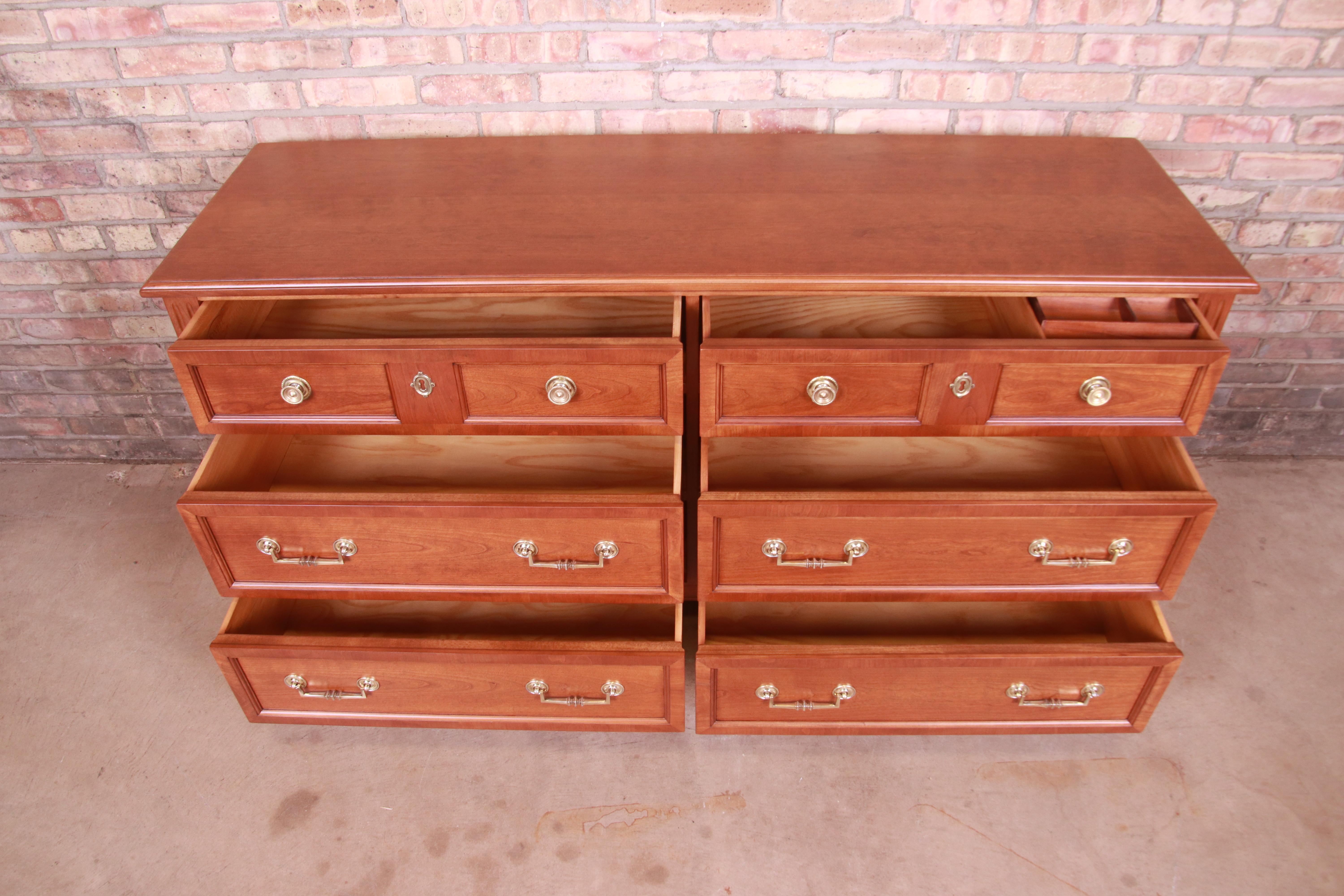 Brass Kindel Furniture French Regency Cherry Wood Dresser or Credenza, Refinished