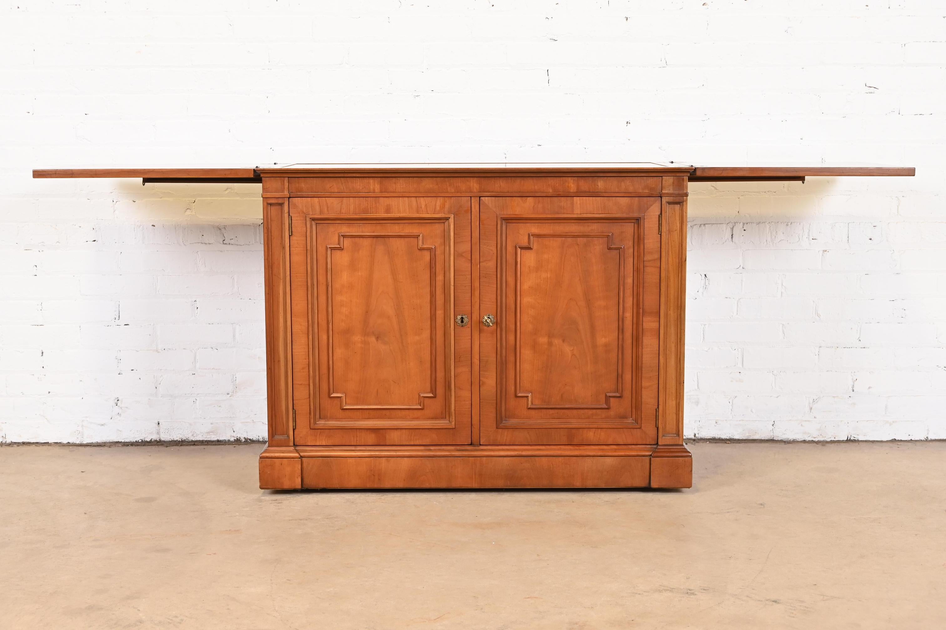 Kindel Furniture French Regency Cherry Wood Flip Top Rolling Bar Cabinet For Sale 5