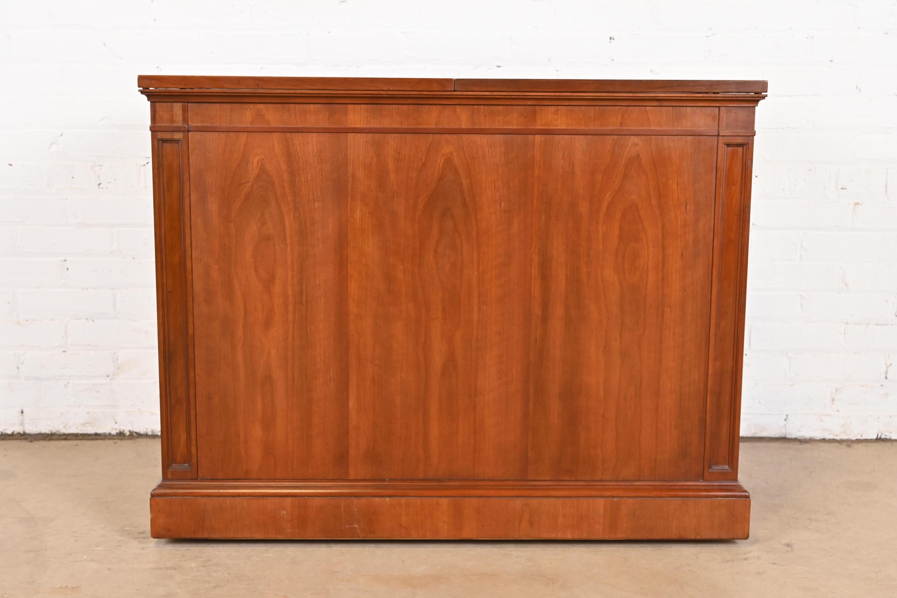 Kindel Furniture French Regency Cherry Wood Flip Top Rolling Bar Cabinet For Sale 8