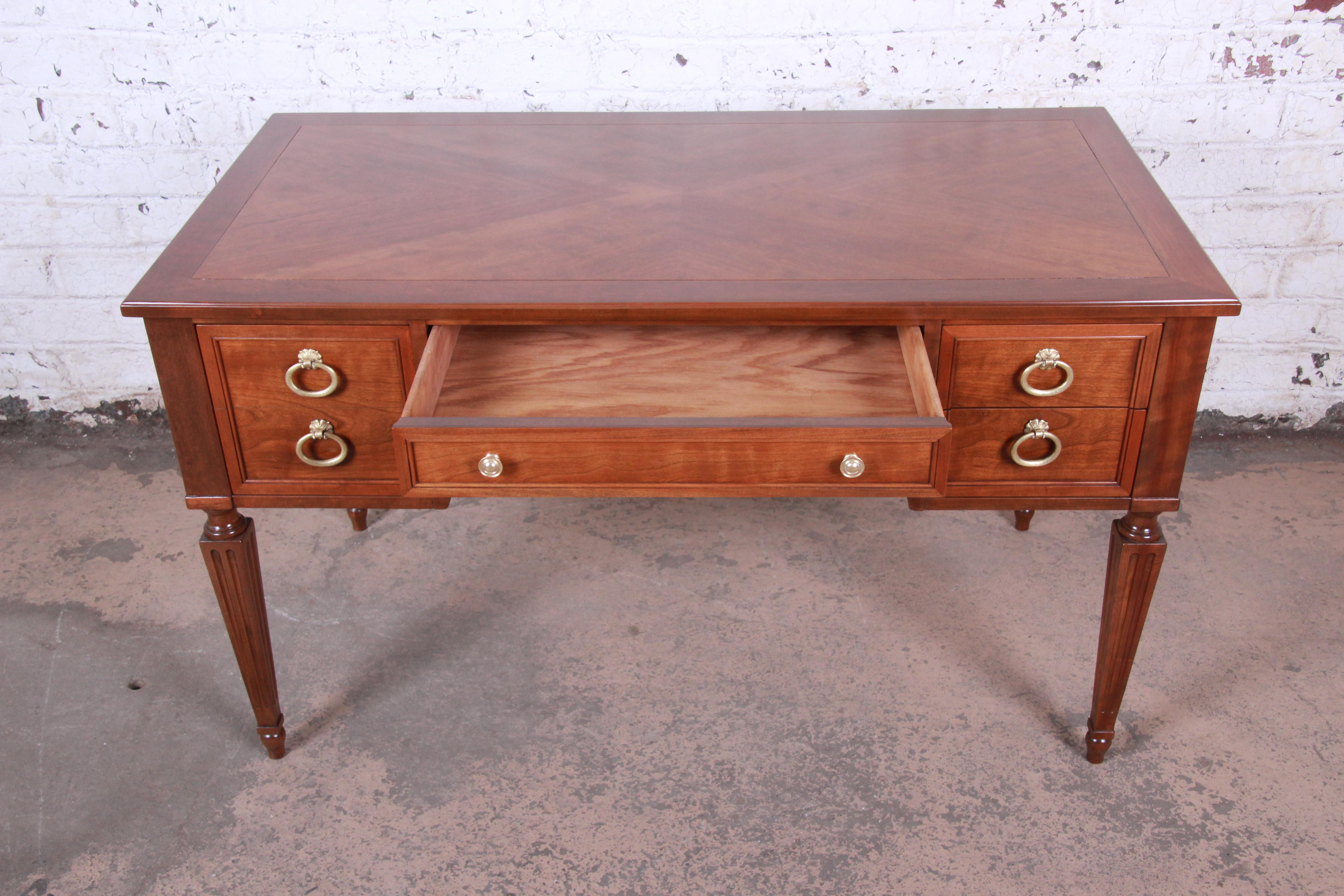 20th Century Kindel Furniture French Regency Cherry Wood Writing Desk, Newly Restored