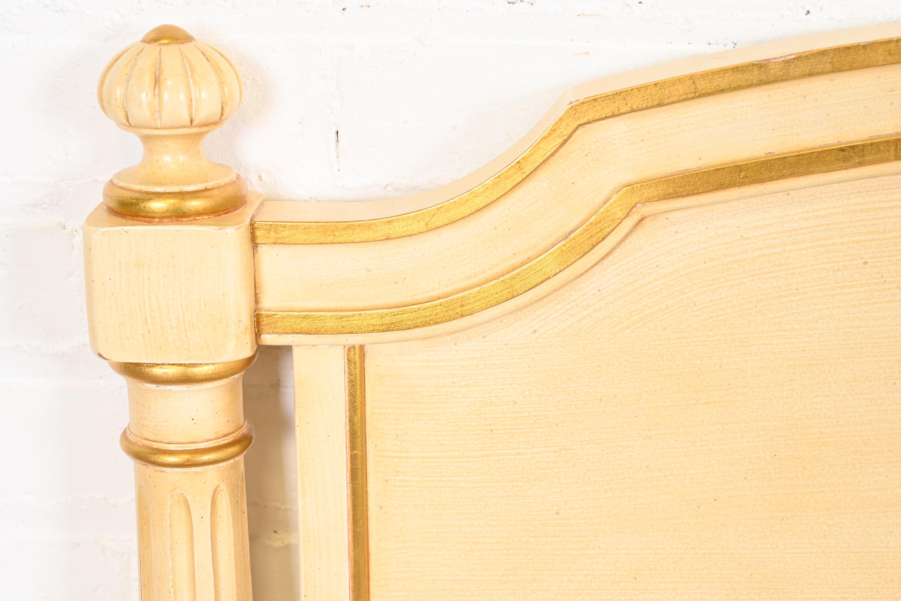 Mid-20th Century Kindel Furniture French Regency Cream Lacquered Parcel Gilt King Size Headboard For Sale