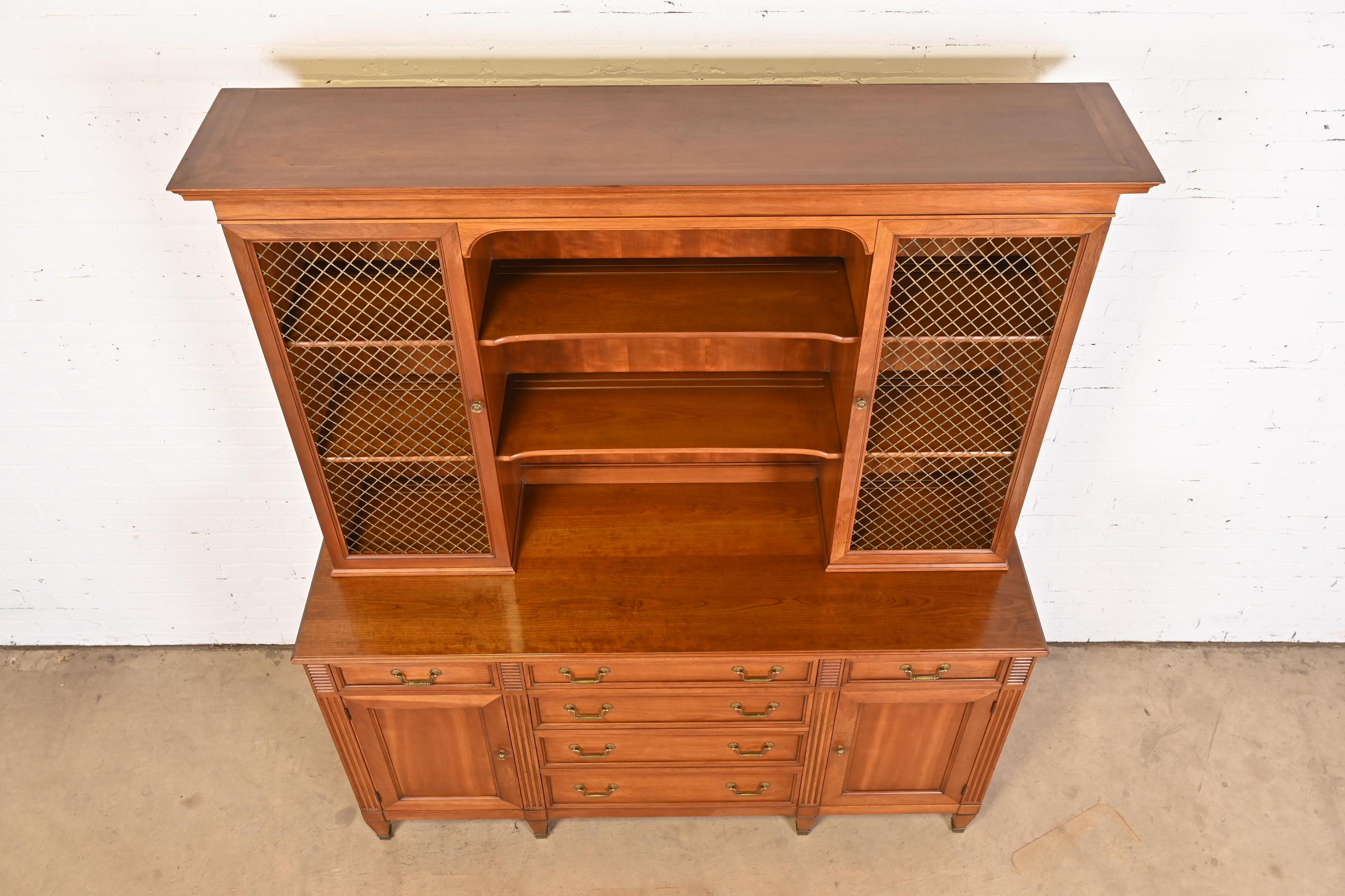 Kindel Furniture French Regency Fruitwood Breakfront Bookcase Cabinet, 1960s 3