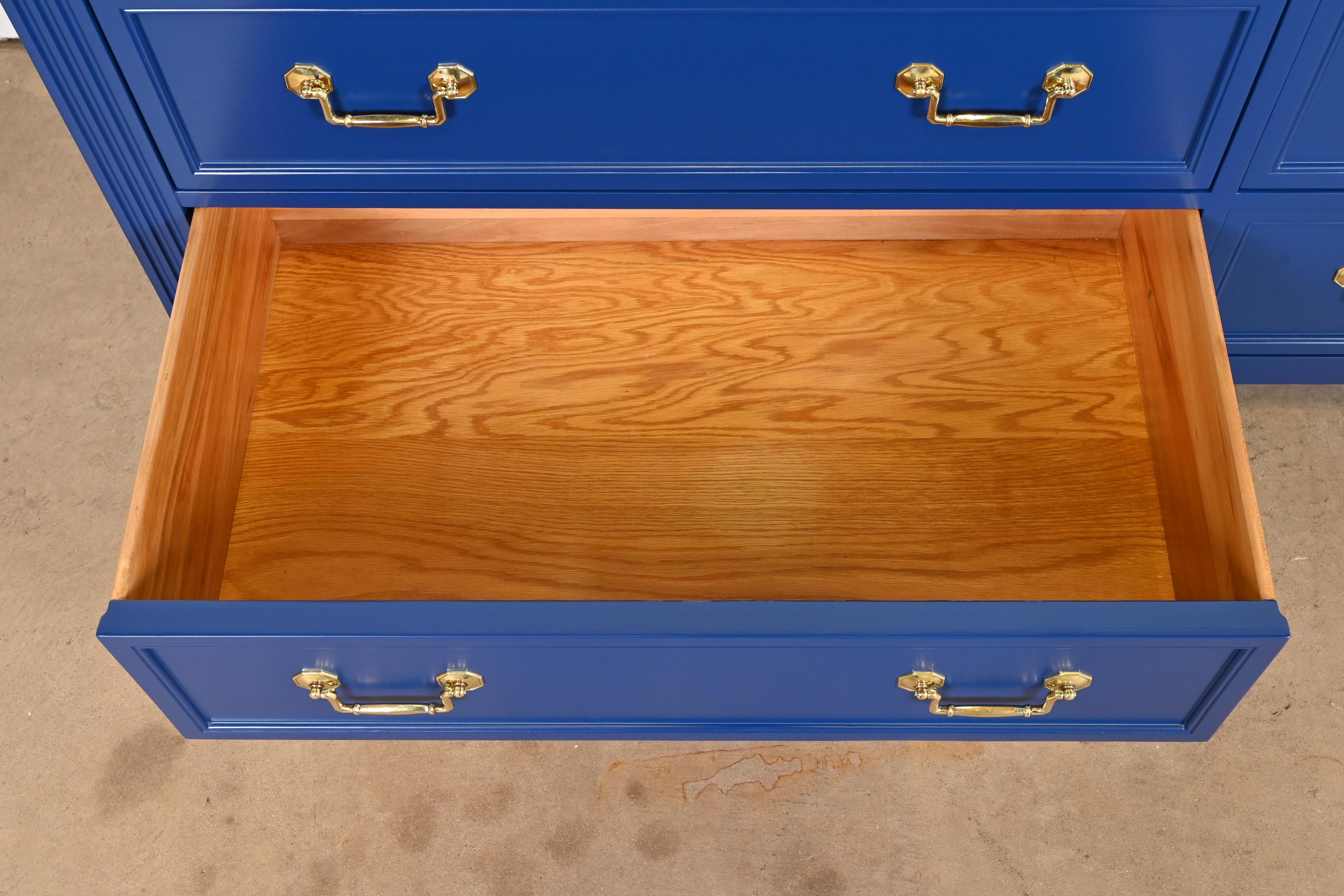 Kindel Furniture French Regency Louis XVI Blue Lacquered Dresser, Refinished For Sale 5