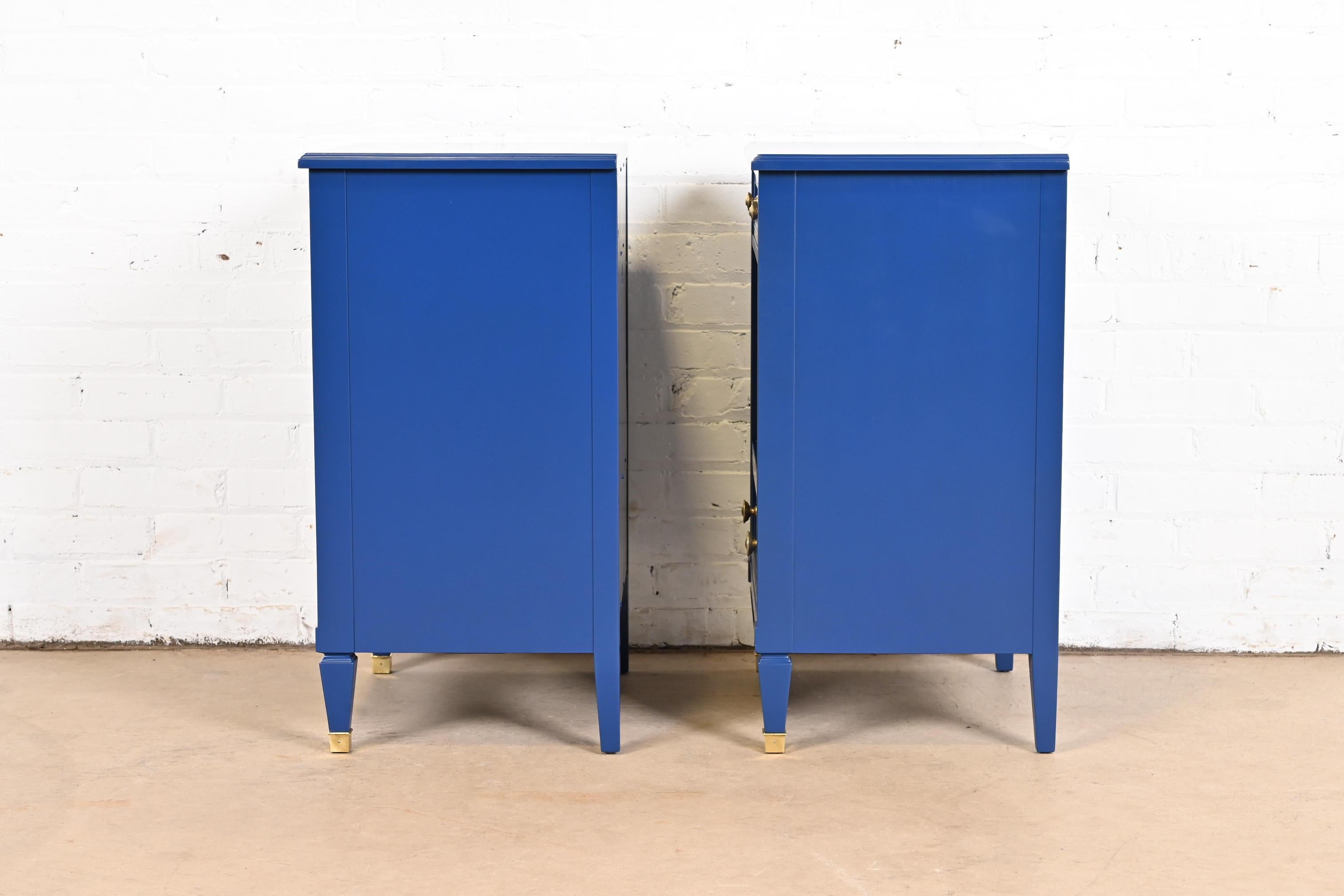 Kindel Furniture French Regency Louis XVI Blue Lacquered Nightstands, Pair 7