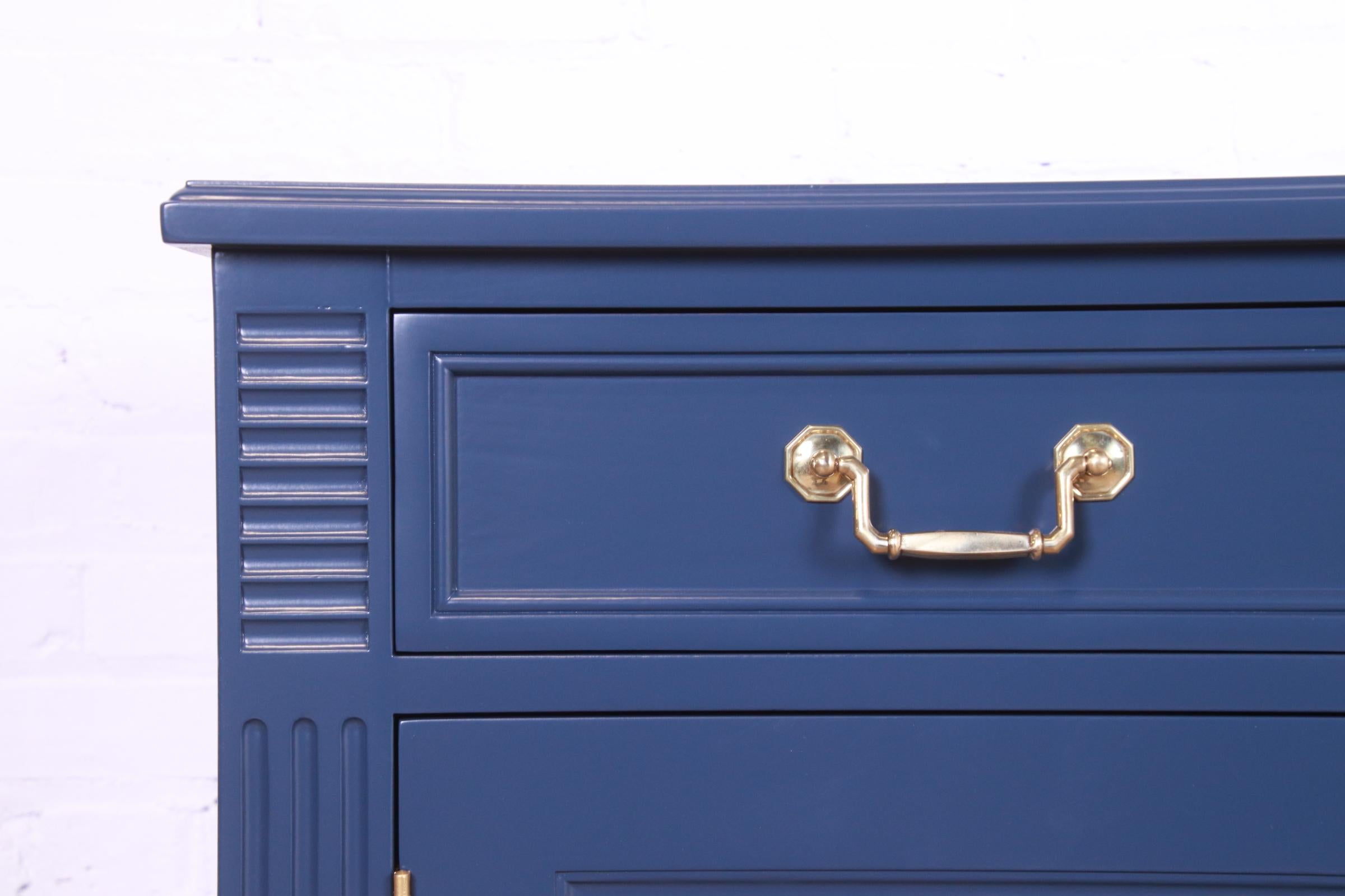Kindel Furniture French Regency Louis XVI Blue Lacquered Sideboard, Refinished For Sale 7