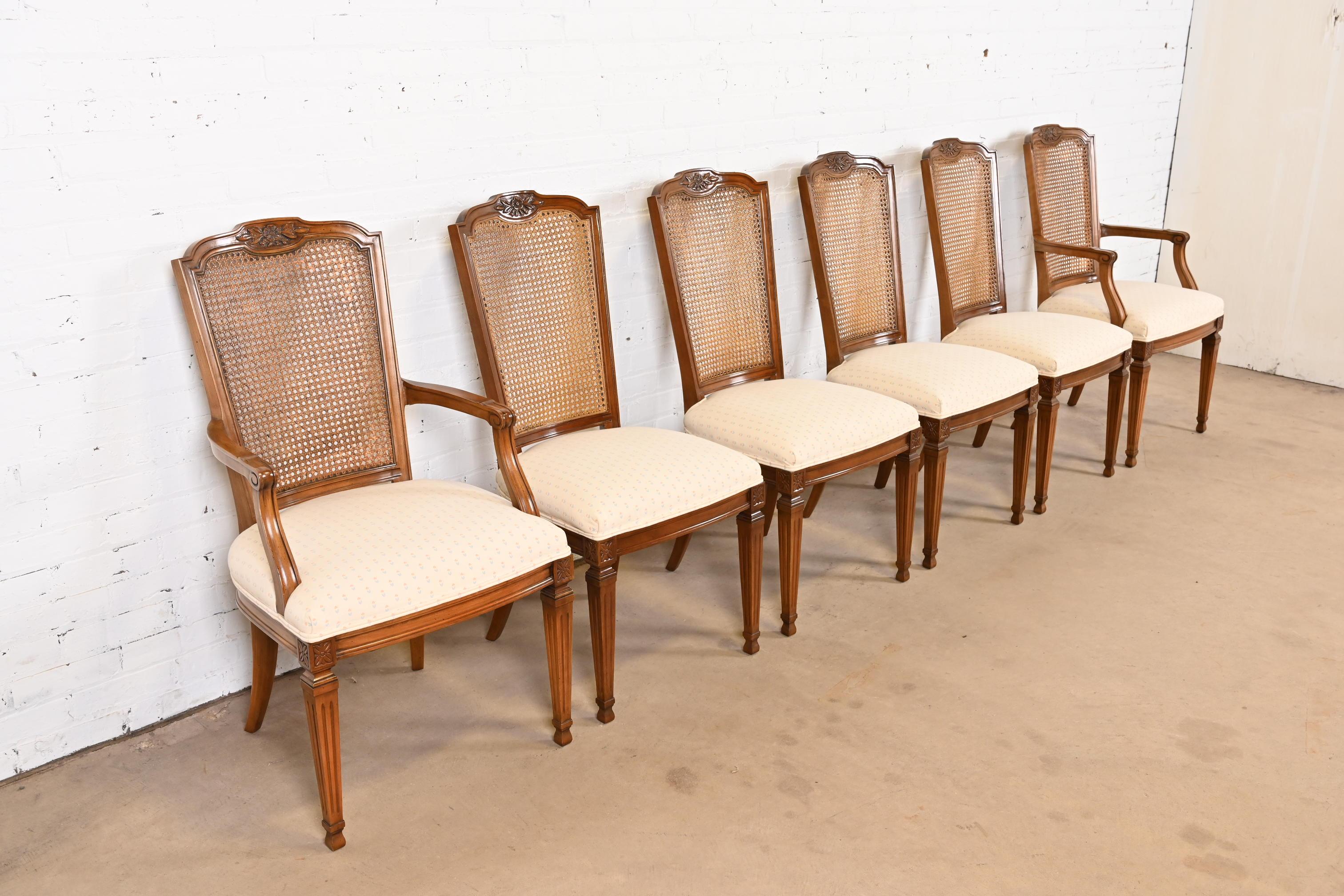 American Kindel Furniture French Regency Louis XVI Carved Cherry Wood Dining Chairs