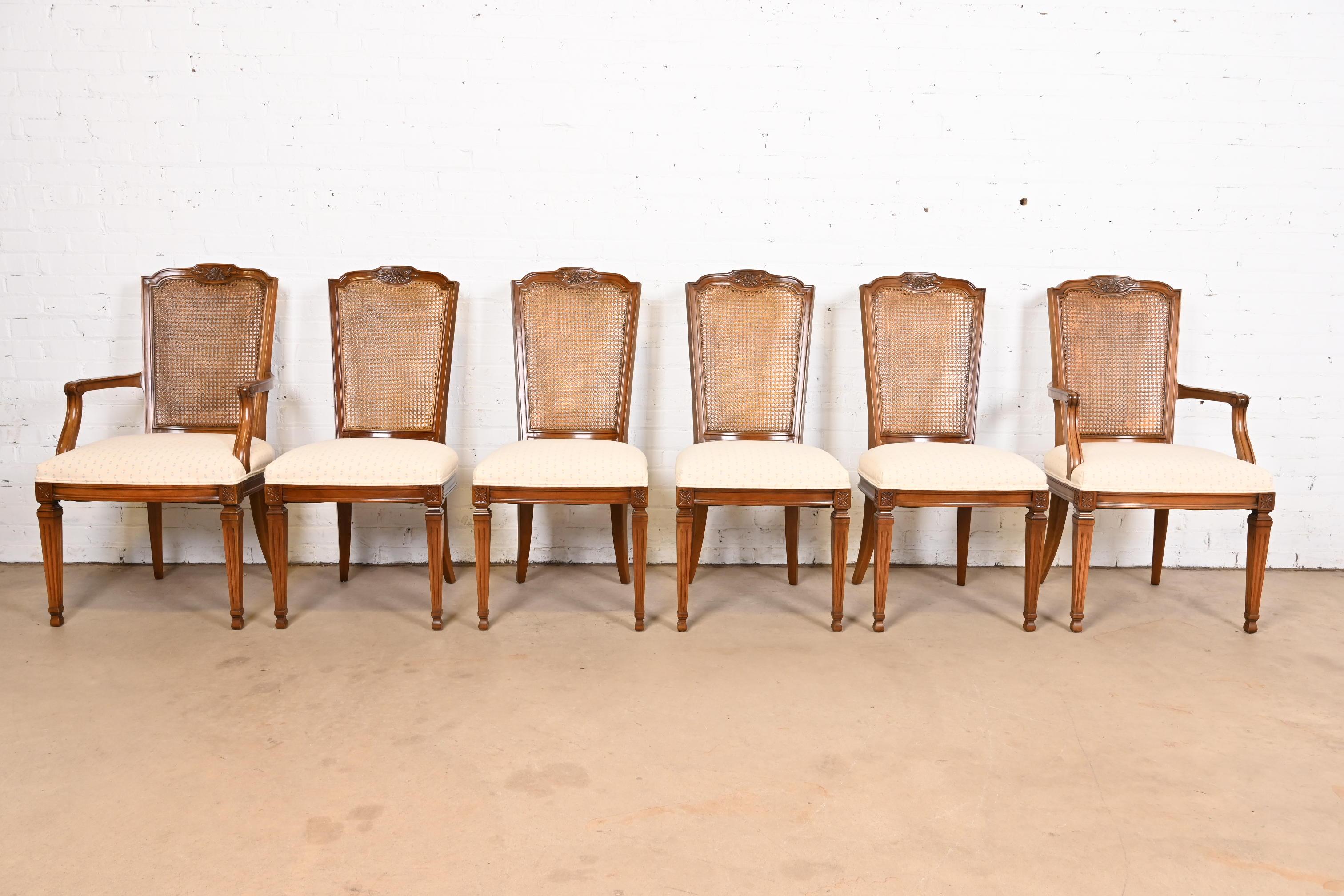 Kindel Furniture French Regency Louis XVI Carved Cherry Wood Dining Chairs In Good Condition In South Bend, IN