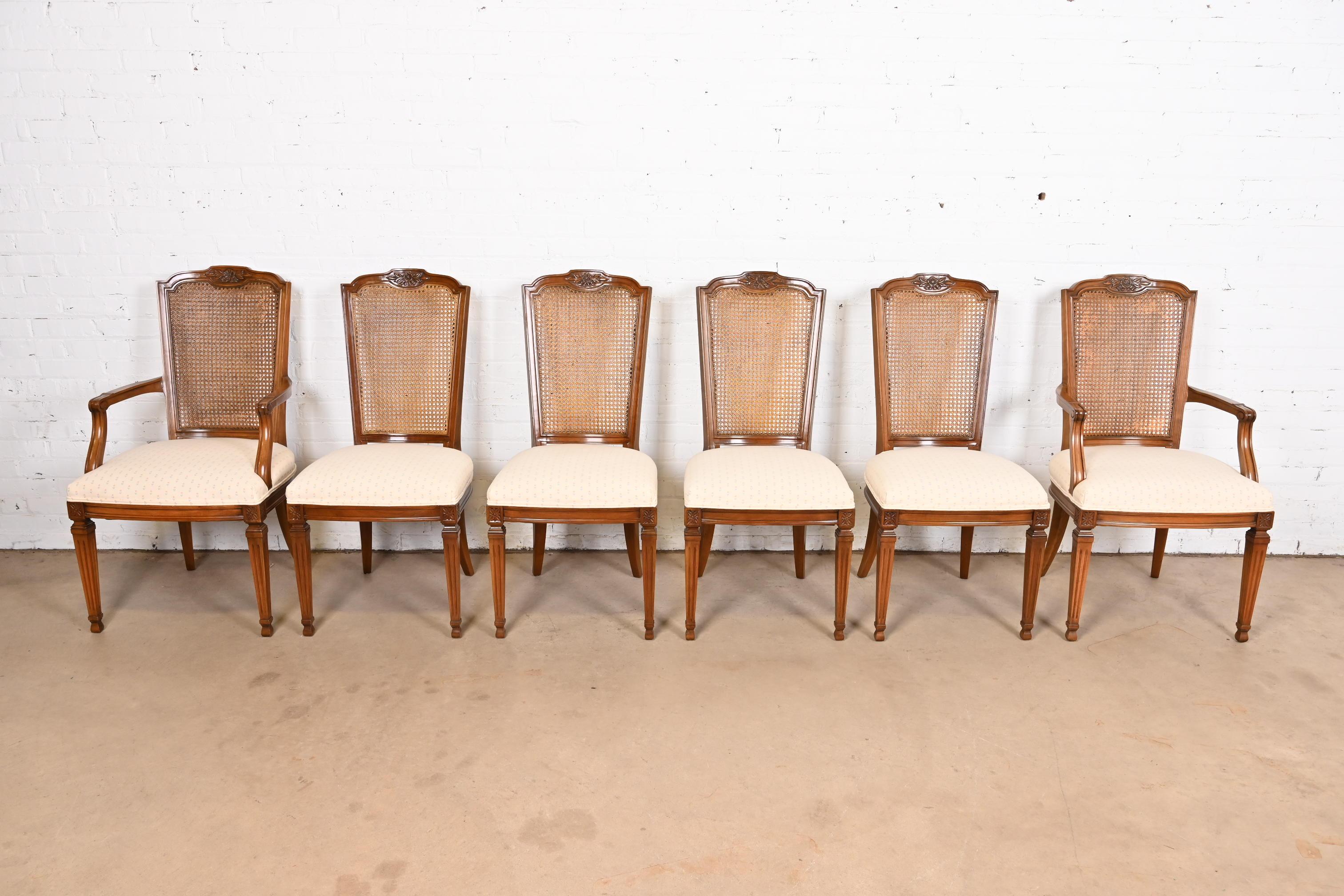 Mid-20th Century Kindel Furniture French Regency Louis XVI Carved Cherry Wood Dining Chairs
