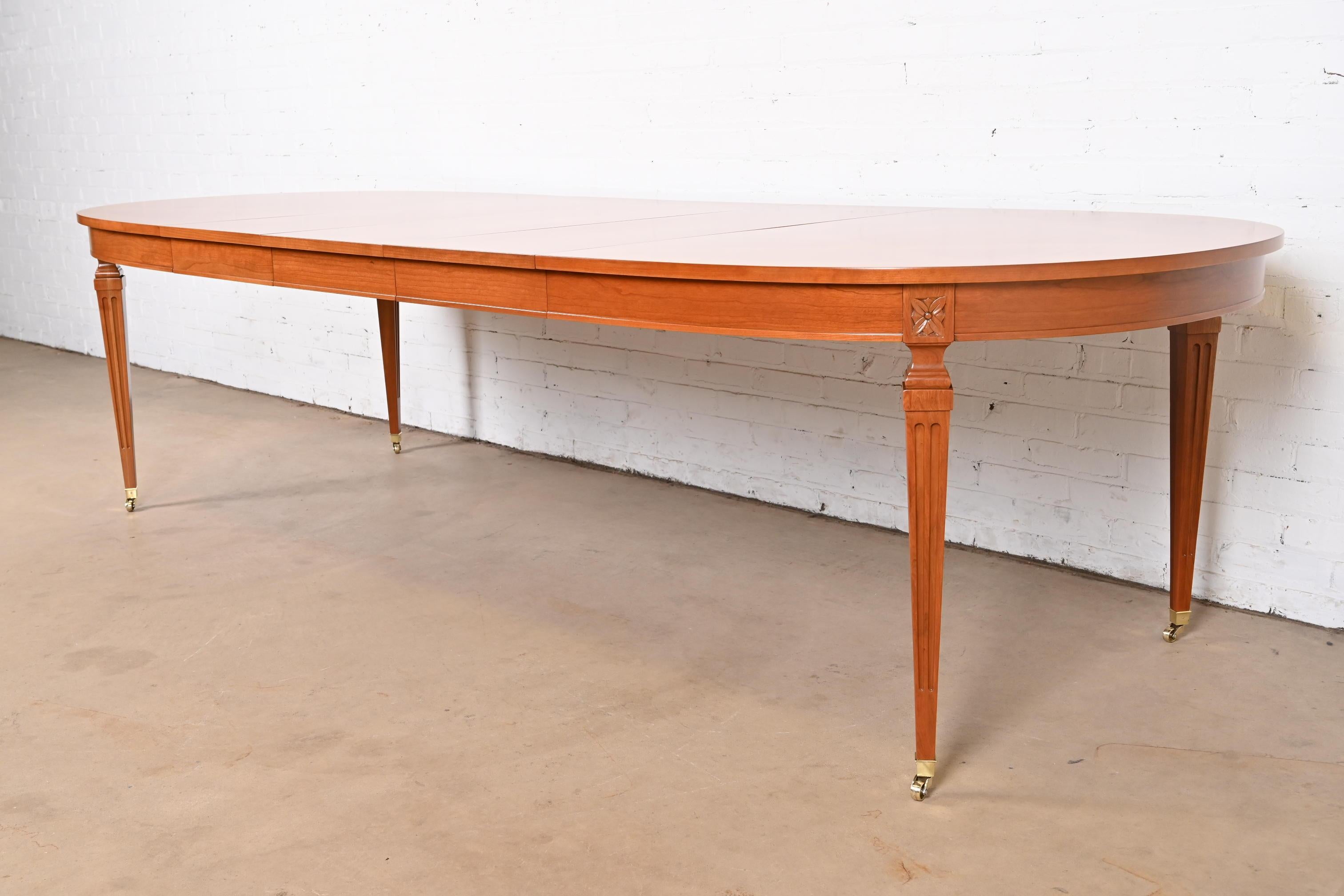 Mid-20th Century Kindel Furniture French Regency Louis XVI Cherry Dining Table, Newly Refinished For Sale