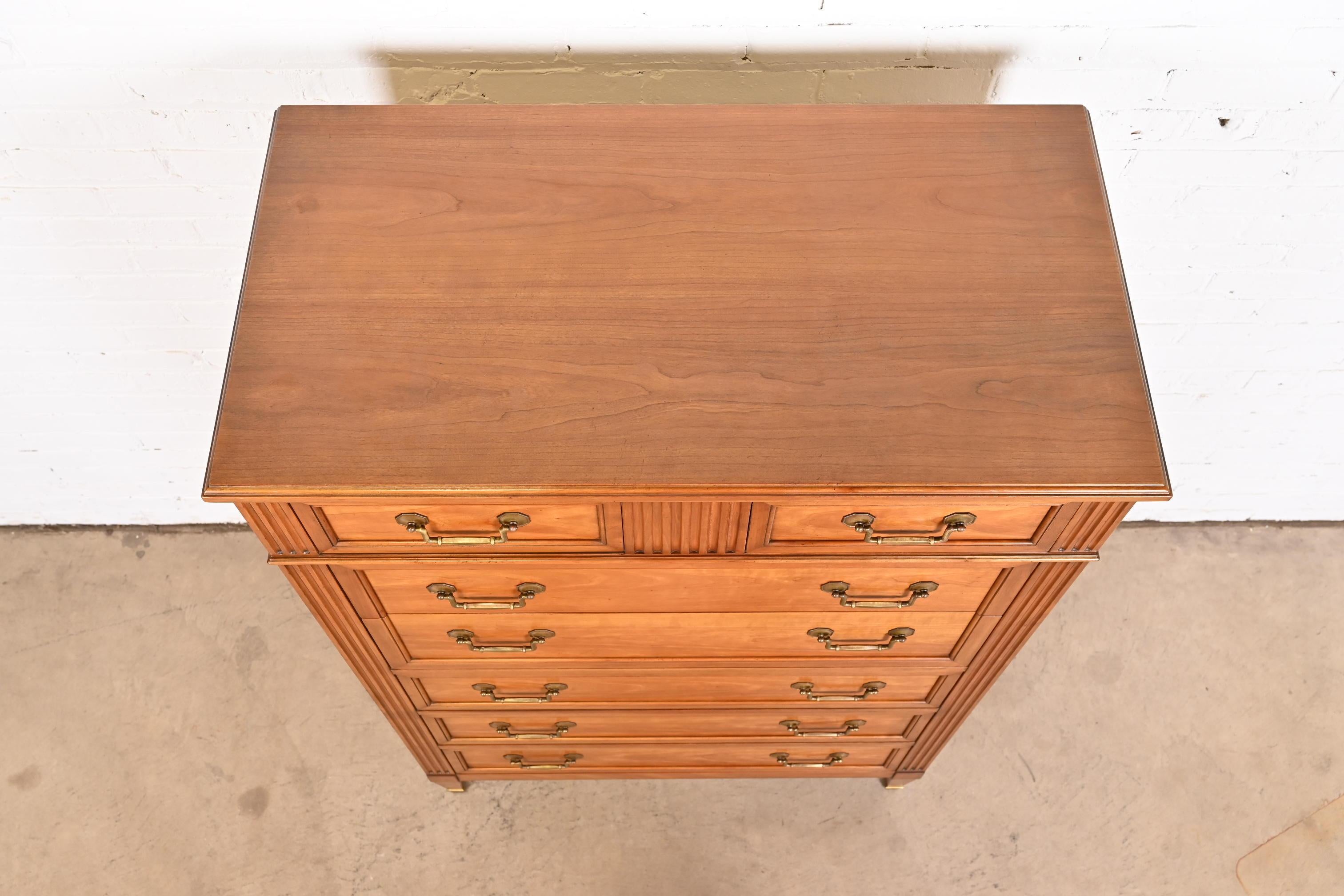 Kindel Furniture French Regency Louis XVI Cherry Wood Highboy Dresser, 1960s 2