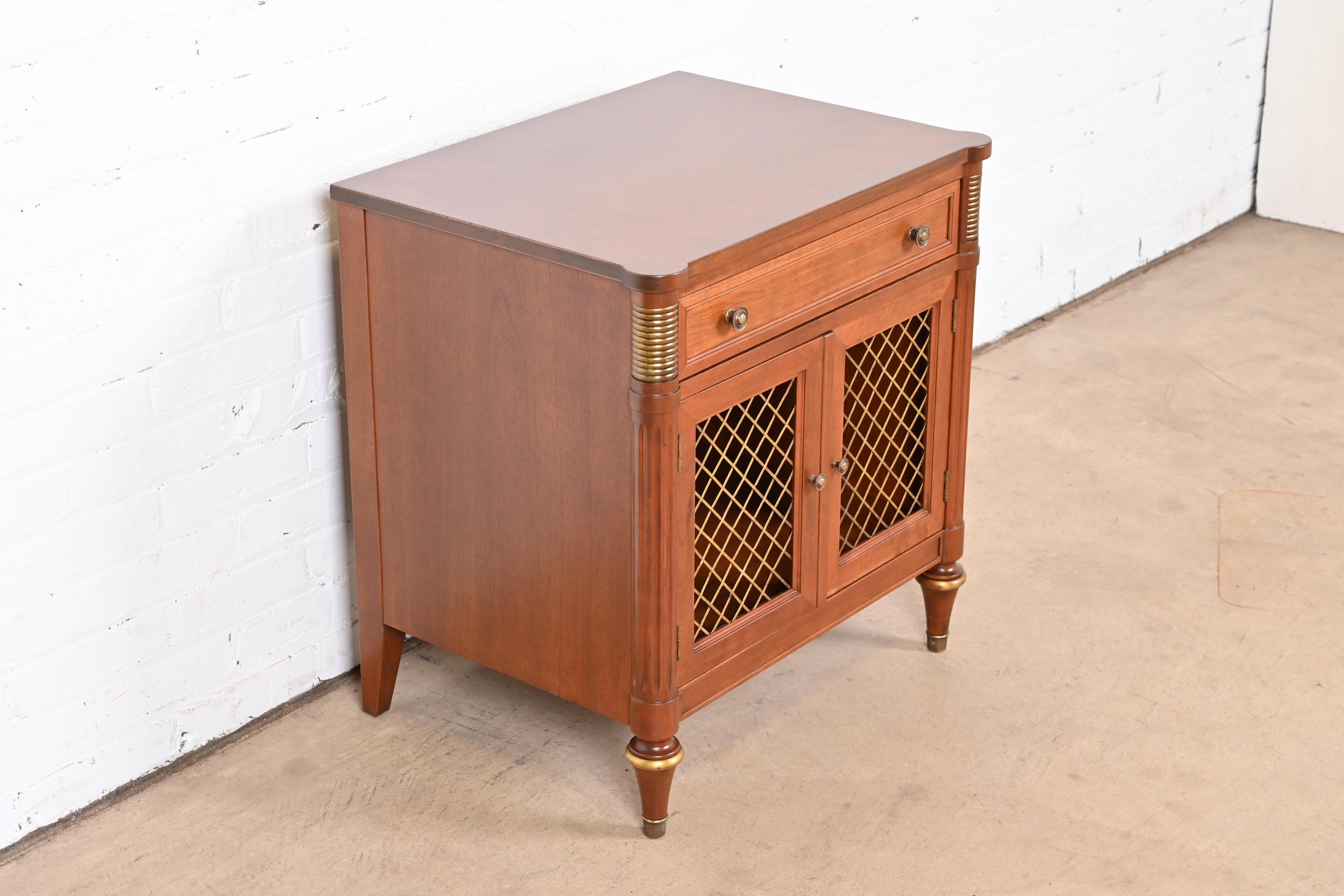Kindel Furniture French Regency Louis XVI Cherry Wood Nightstand, Refinished For Sale 1