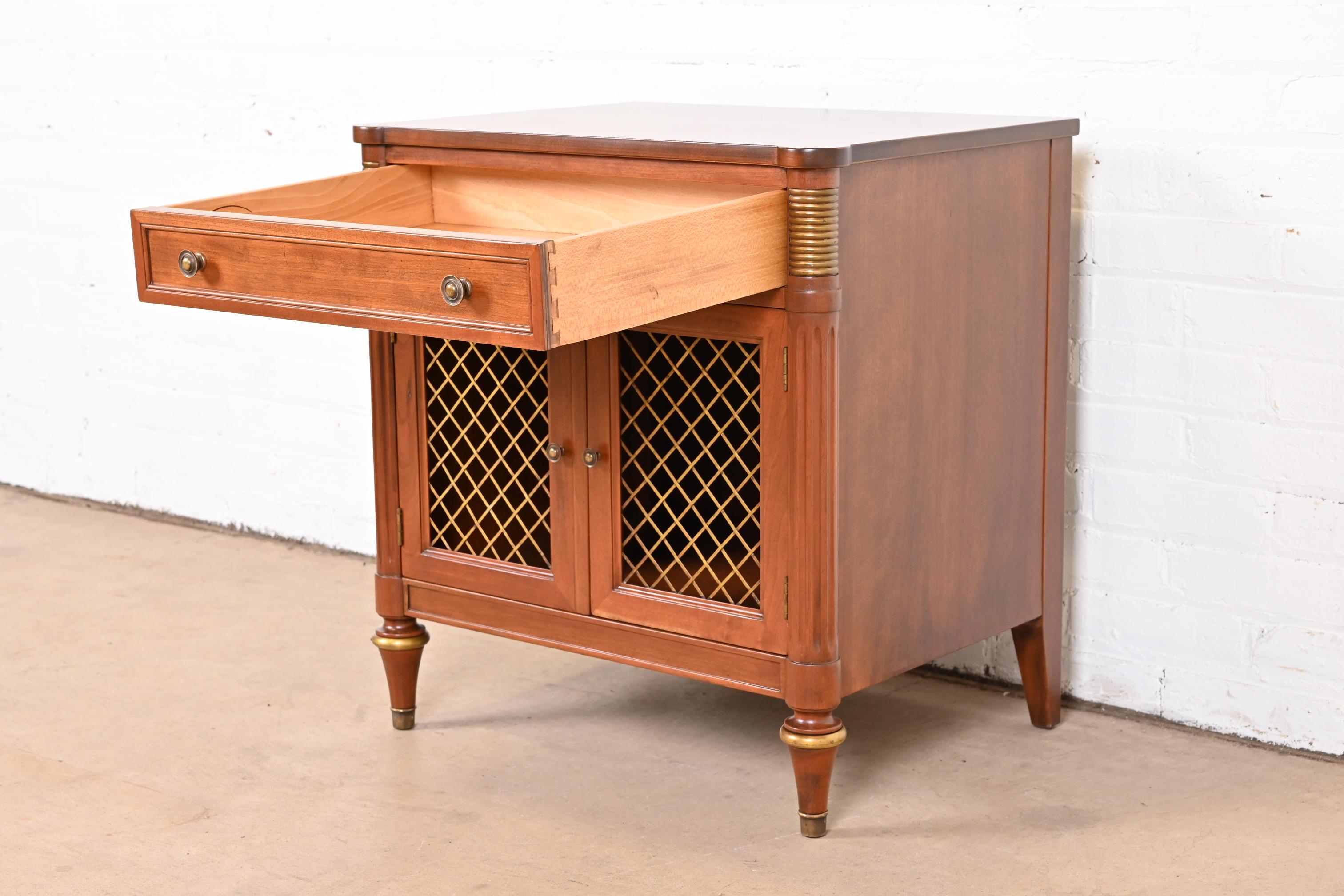 Kindel Furniture French Regency Louis XVI Cherry Wood Nightstand, Refinished For Sale 3