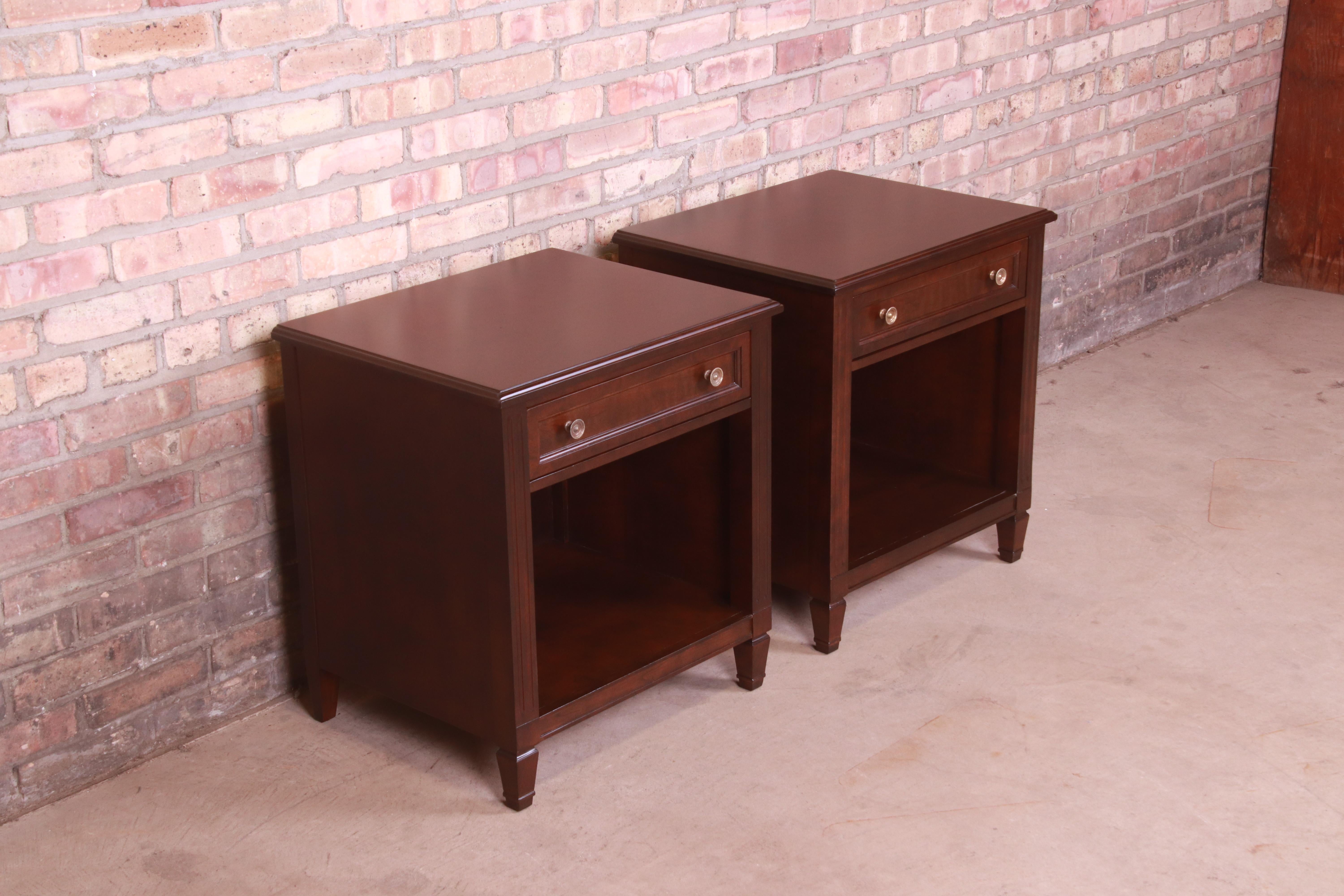 20th Century Kindel Furniture French Regency Louis XVI Cherry Wood Nightstands, Refinished