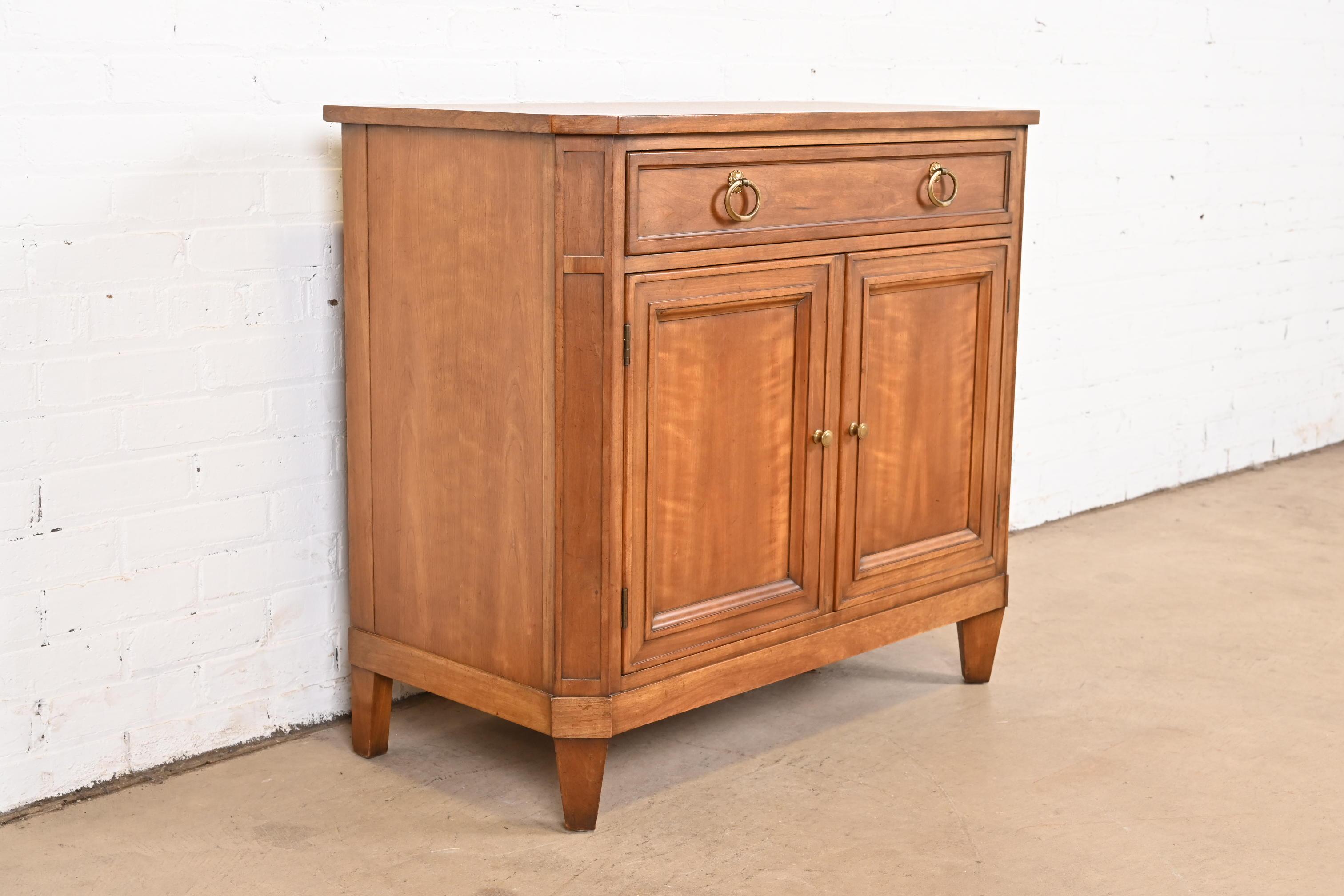 Brass Kindel Furniture French Regency Louis XVI Cherry Wood Server or Bar Cabinet For Sale