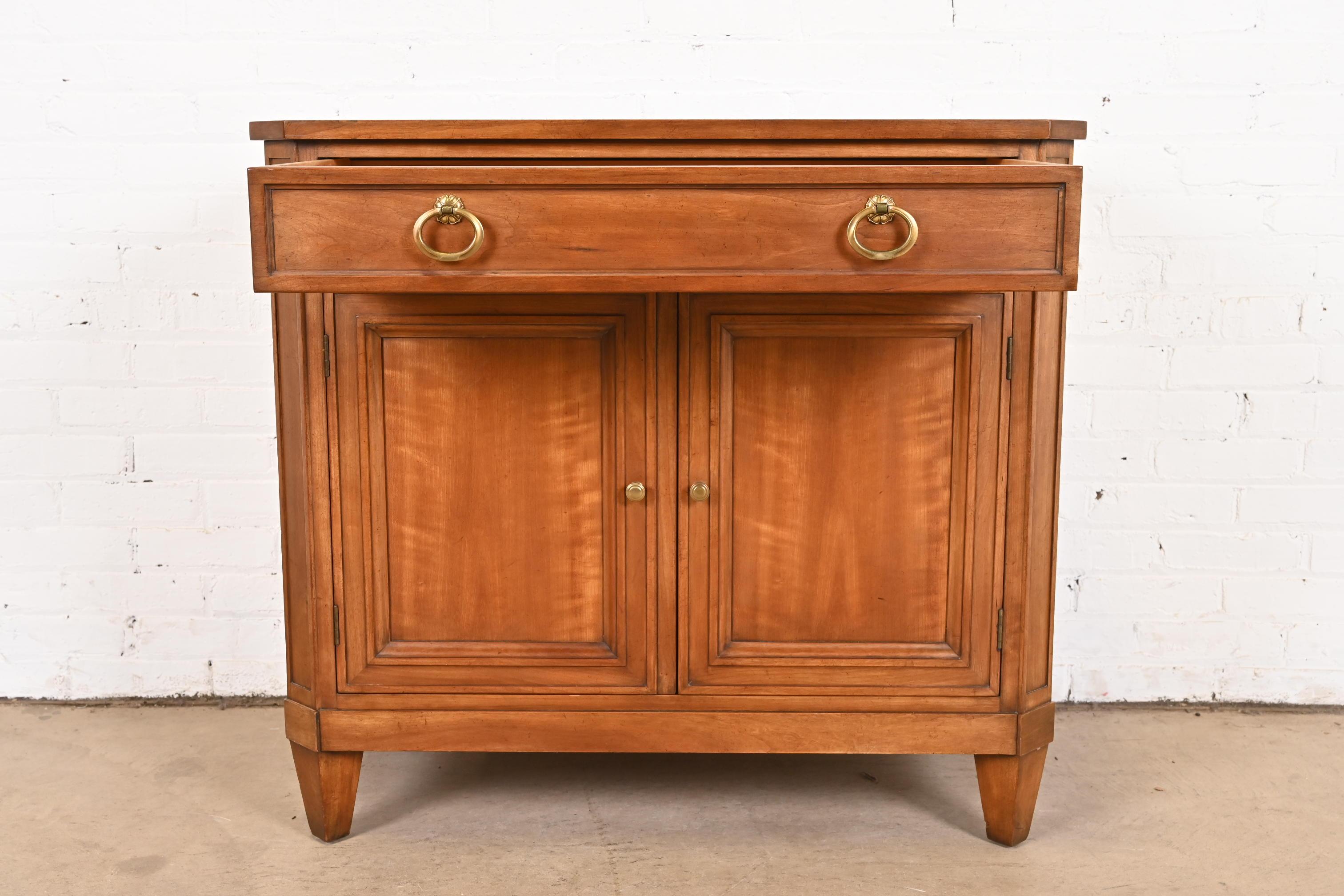 Kindel Furniture French Regency Louis XVI Cherry Wood Server or Bar Cabinet For Sale 1