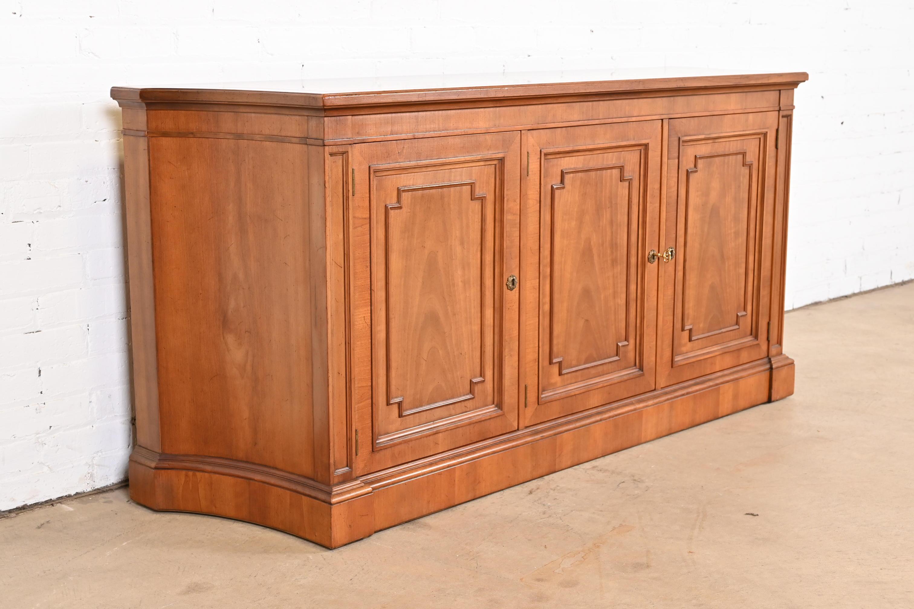 Brass Kindel Furniture French Regency Louis XVI Cherry Wood Sideboard or Bar Cabinet For Sale