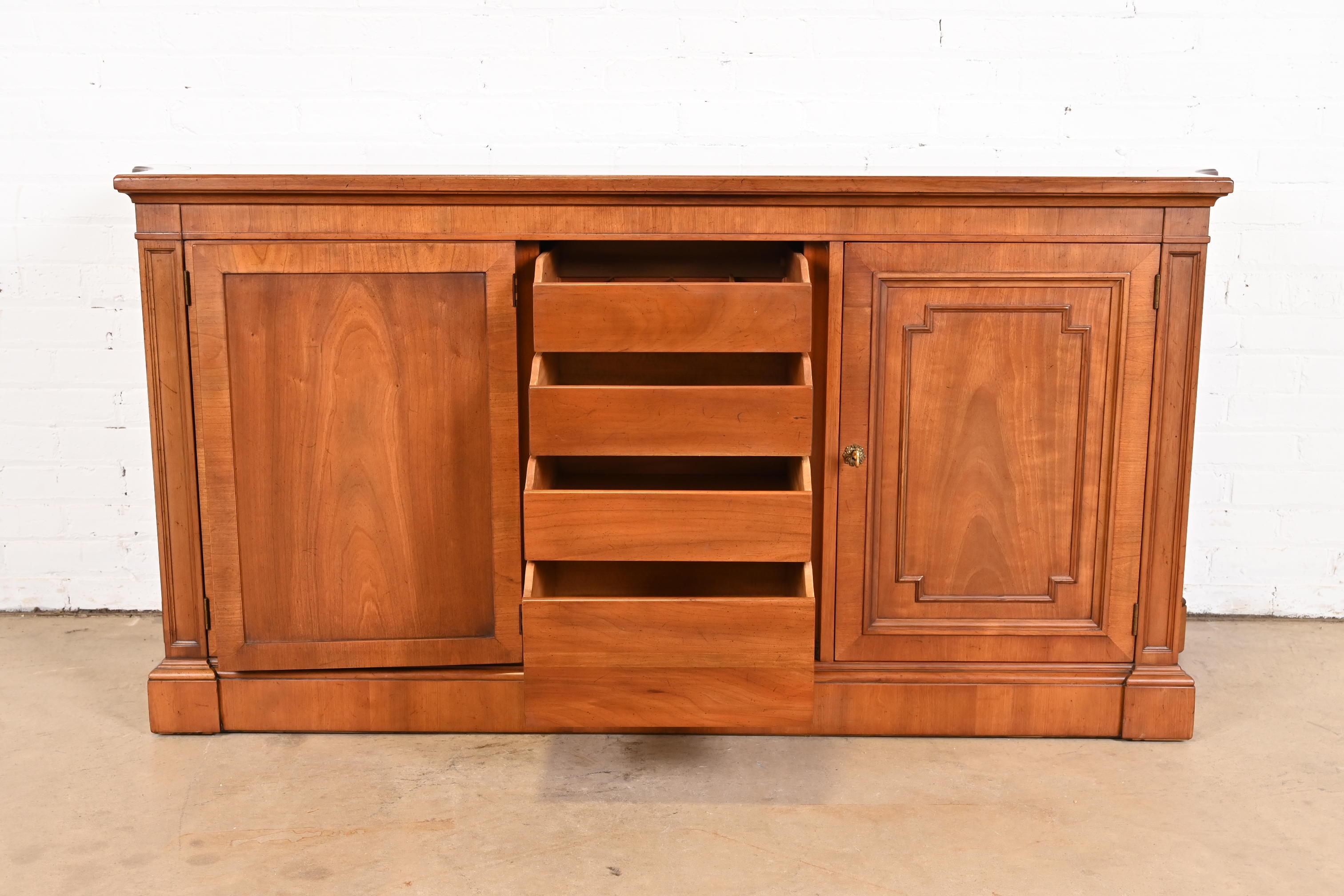 Kindel Furniture French Regency Louis XVI Cherry Wood Sideboard or Bar Cabinet For Sale 2