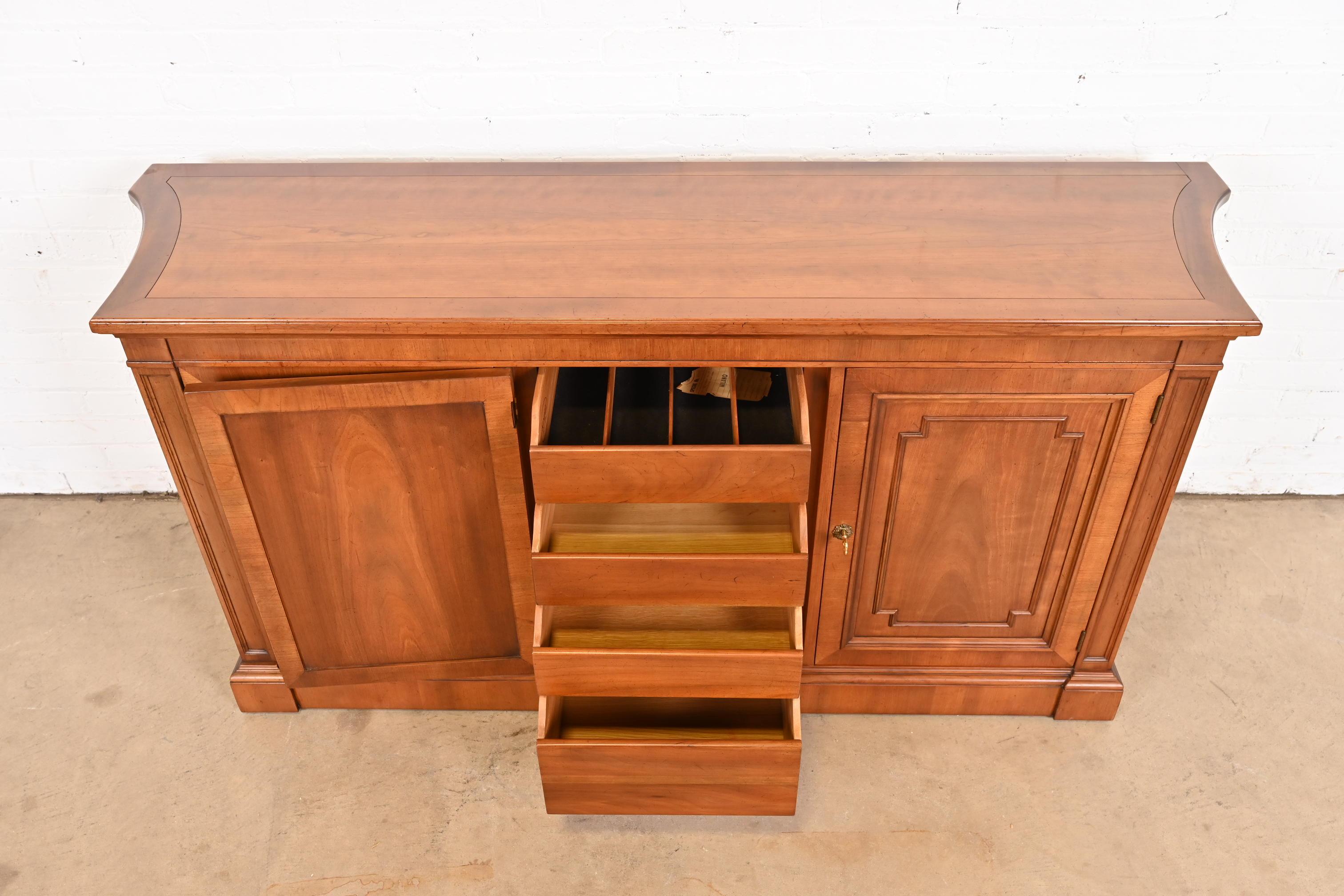 Kindel Furniture French Regency Louis XVI Cherry Wood Sideboard or Bar Cabinet For Sale 3