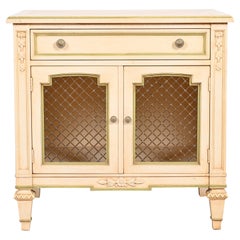 Kindel Furniture French Regency Louis XVI Cream Lacquered Nightstand, 1960s