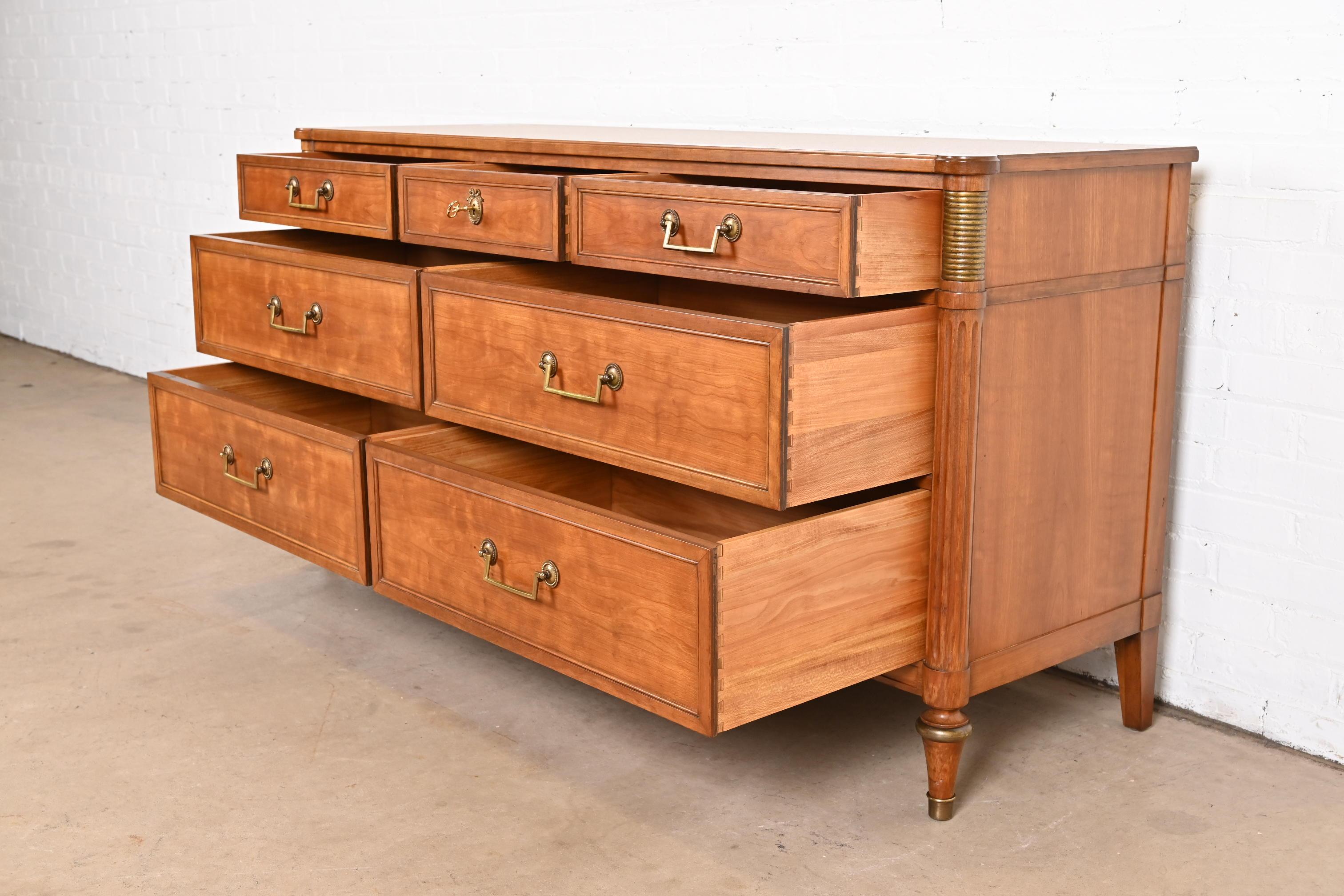 Brass Kindel Furniture French Regency Louis XVI Directoire Style Cherry Wood Dresser