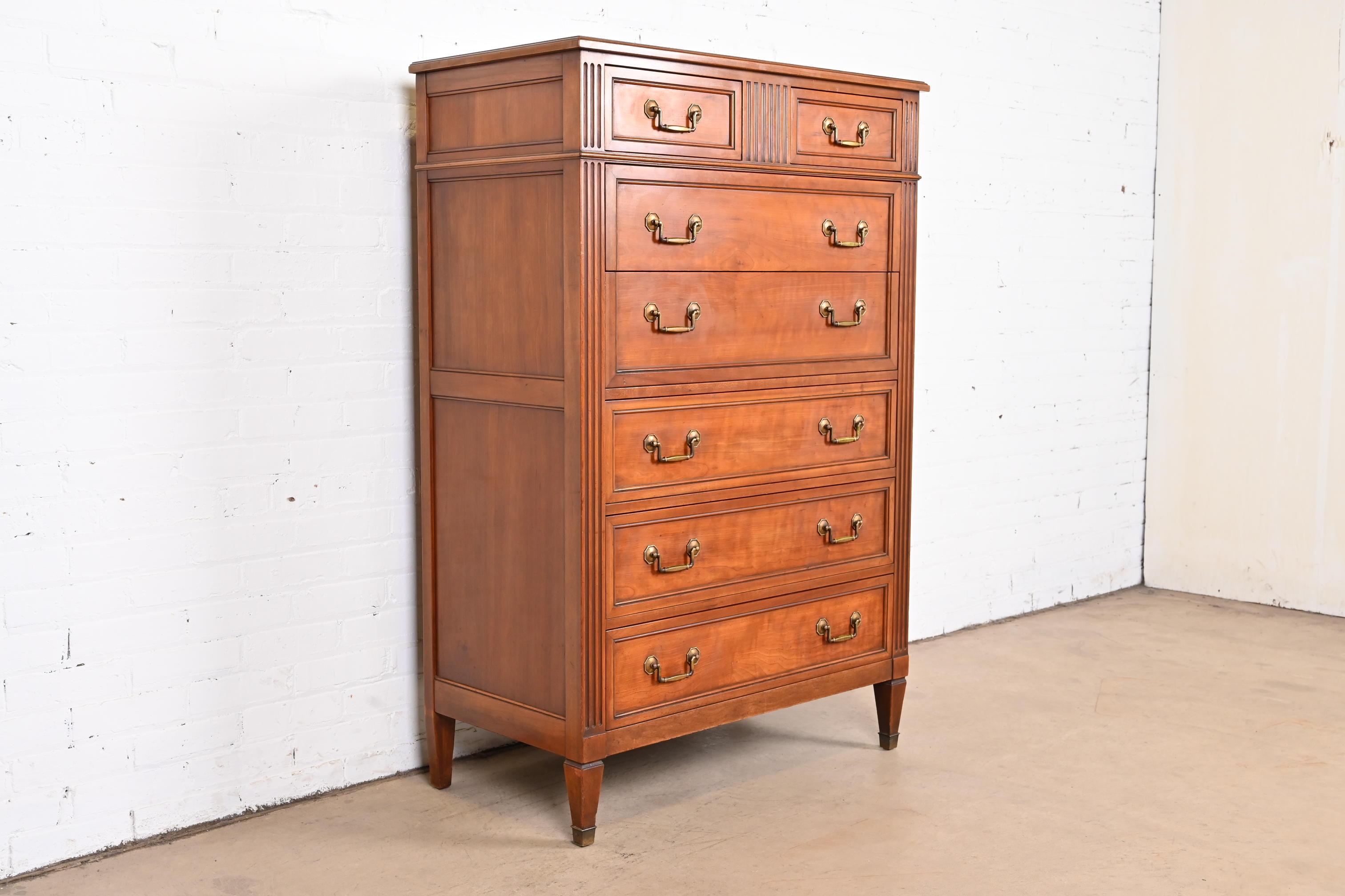 Kindel Furniture French Regency Louis XVI Fruitwood Highboy Dresser In Good Condition In South Bend, IN