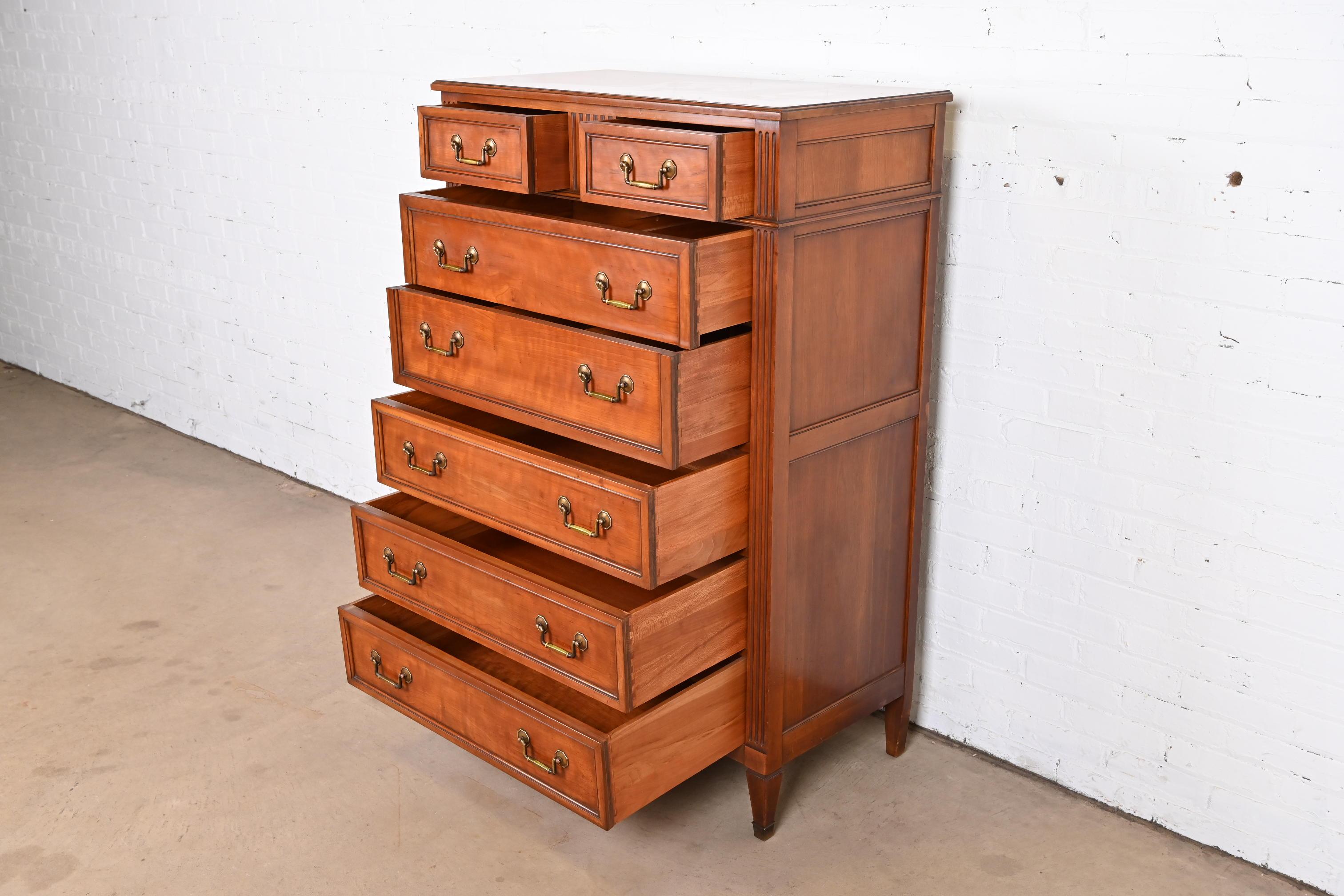 20th Century Kindel Furniture French Regency Louis XVI Fruitwood Highboy Dresser