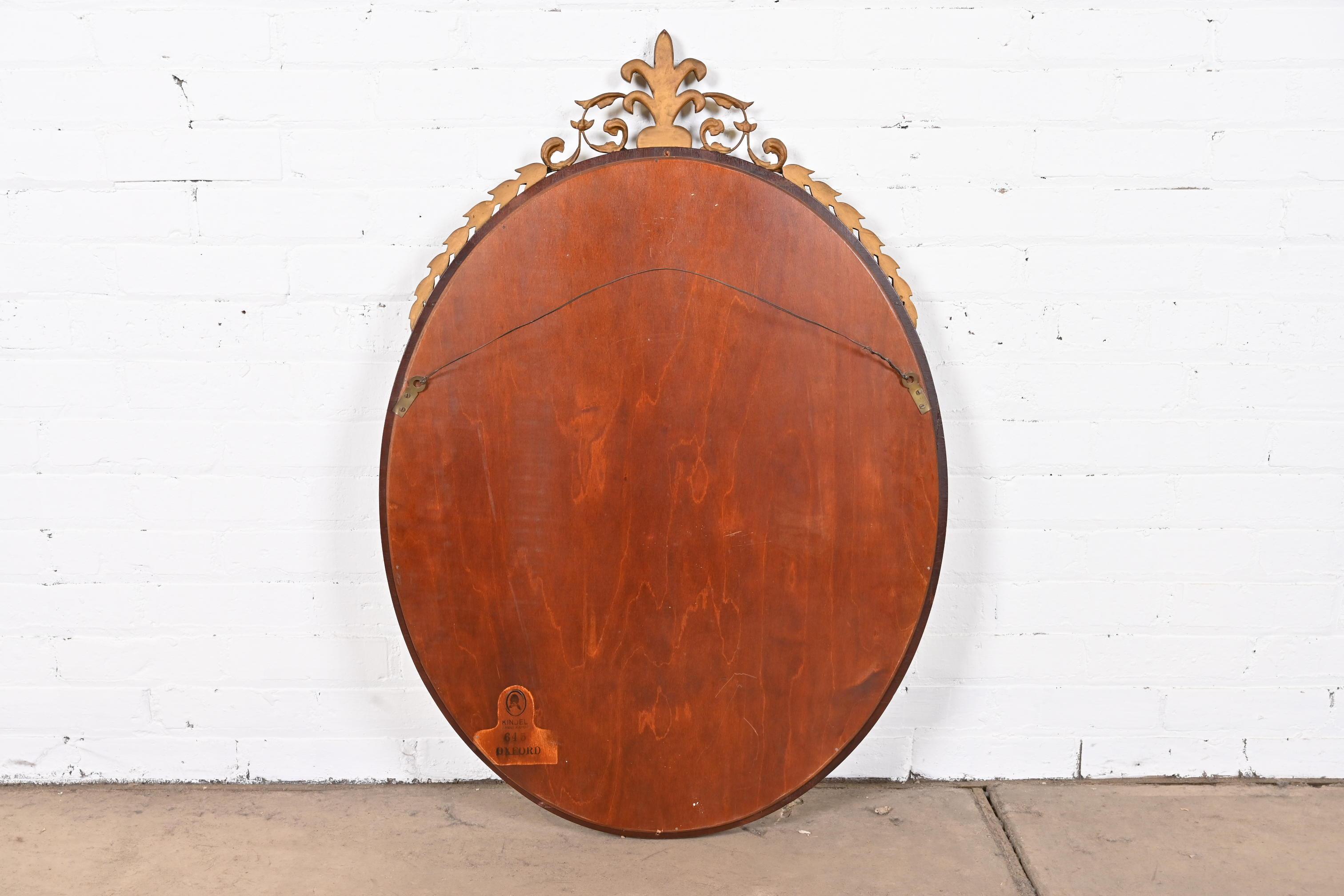 Kindel Furniture French Regency Louis XVI Mahogany and Giltwood Oval Wall Mirror 2