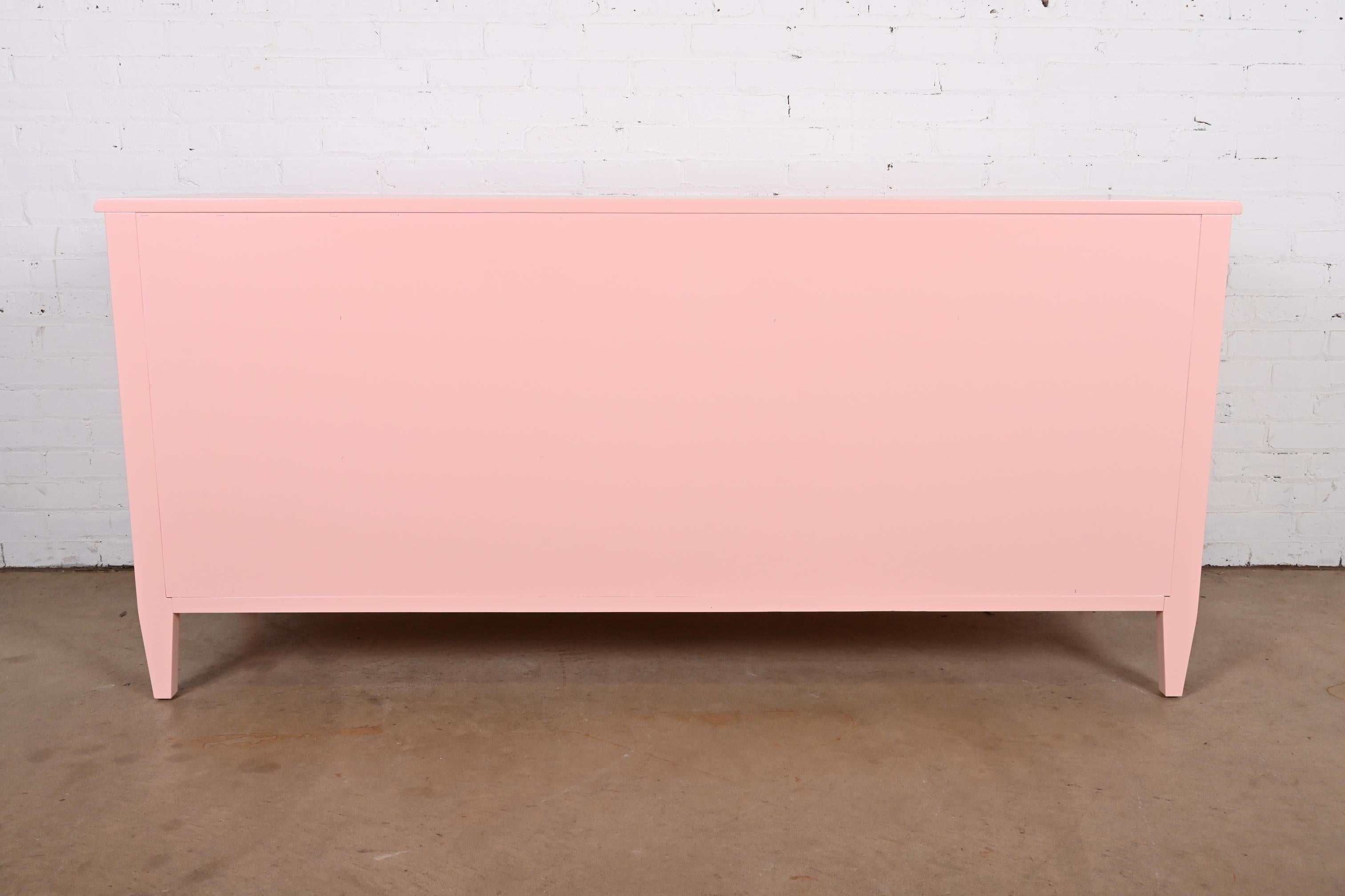 Kindel Furniture French Regency Louis XVI Pink Lacquered Dresser, Refinished 8