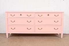 Kindel Furniture French Regency Louis XVI Pink Lacquered Dresser, Refinished